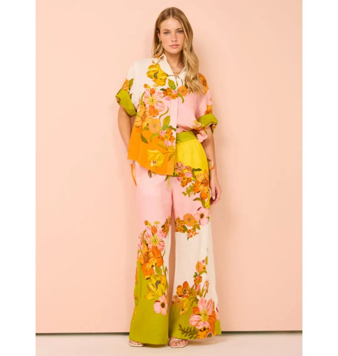 Alemais Silas Shirt  Size AU 10 and Pant  Size AU 12 Set Multi/Floral for rent on The Volte - main image