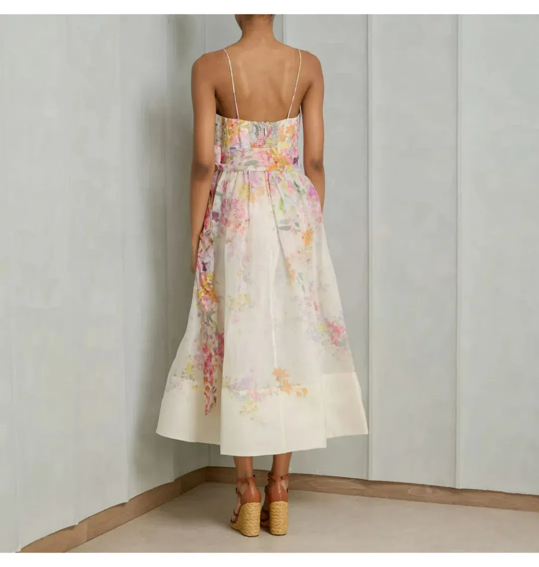 Zimmermann Natura Corset Midi Dress Kaleidoscope Garden Size 2 / AU 12 for rent on The Volte - main image