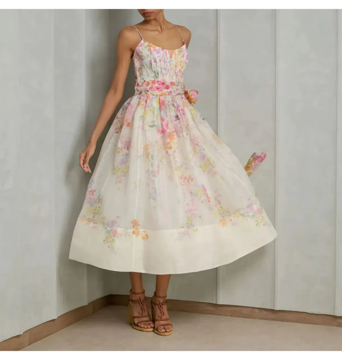 Zimmermann Natura Corset Midi Dress Kaleidoscope Garden Size 2 / AU 12 - Image 1