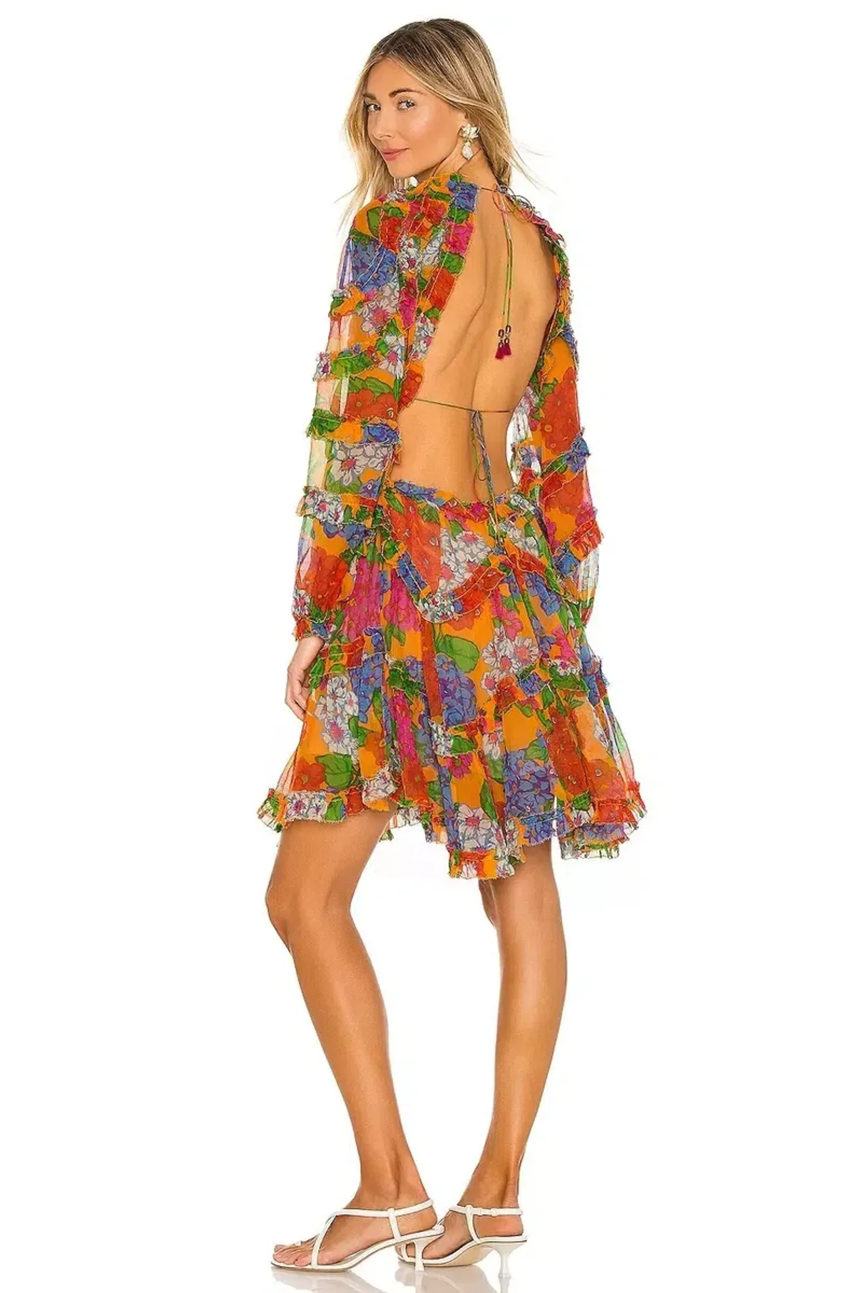 Zimmermann Riders Frill Mini Dress Mango Floral Size 0 / AU 8 - Image 3