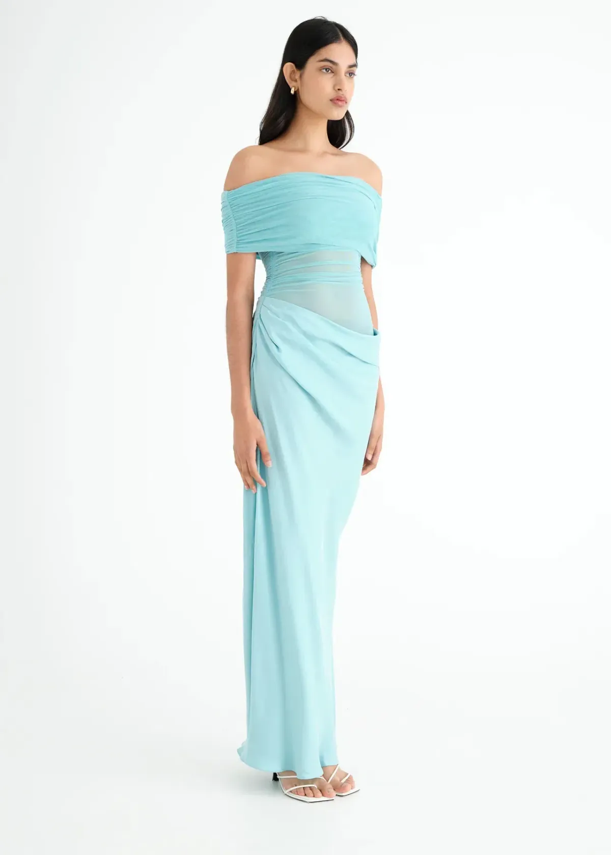 Benni Nico Off Shoulder Maxi Dress in Aquamarine Size 8 - Image 2