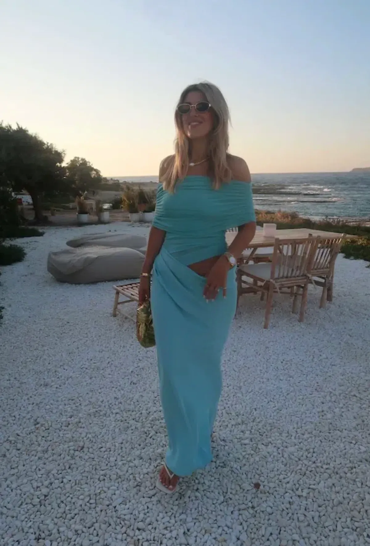 Benni Nico Maxi Off Shoulder Maxi Dress Aquamarine Size S / AU 8 - Image 6