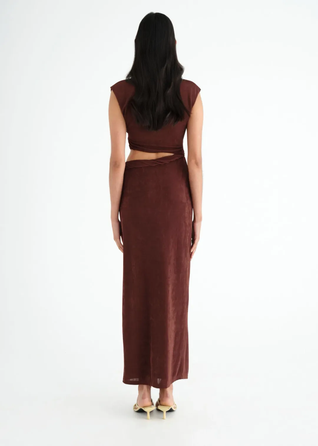 Benni Henri Twist Maxi Dress Chocolate Size XS / AU 6 for rent on The Volte - main image
