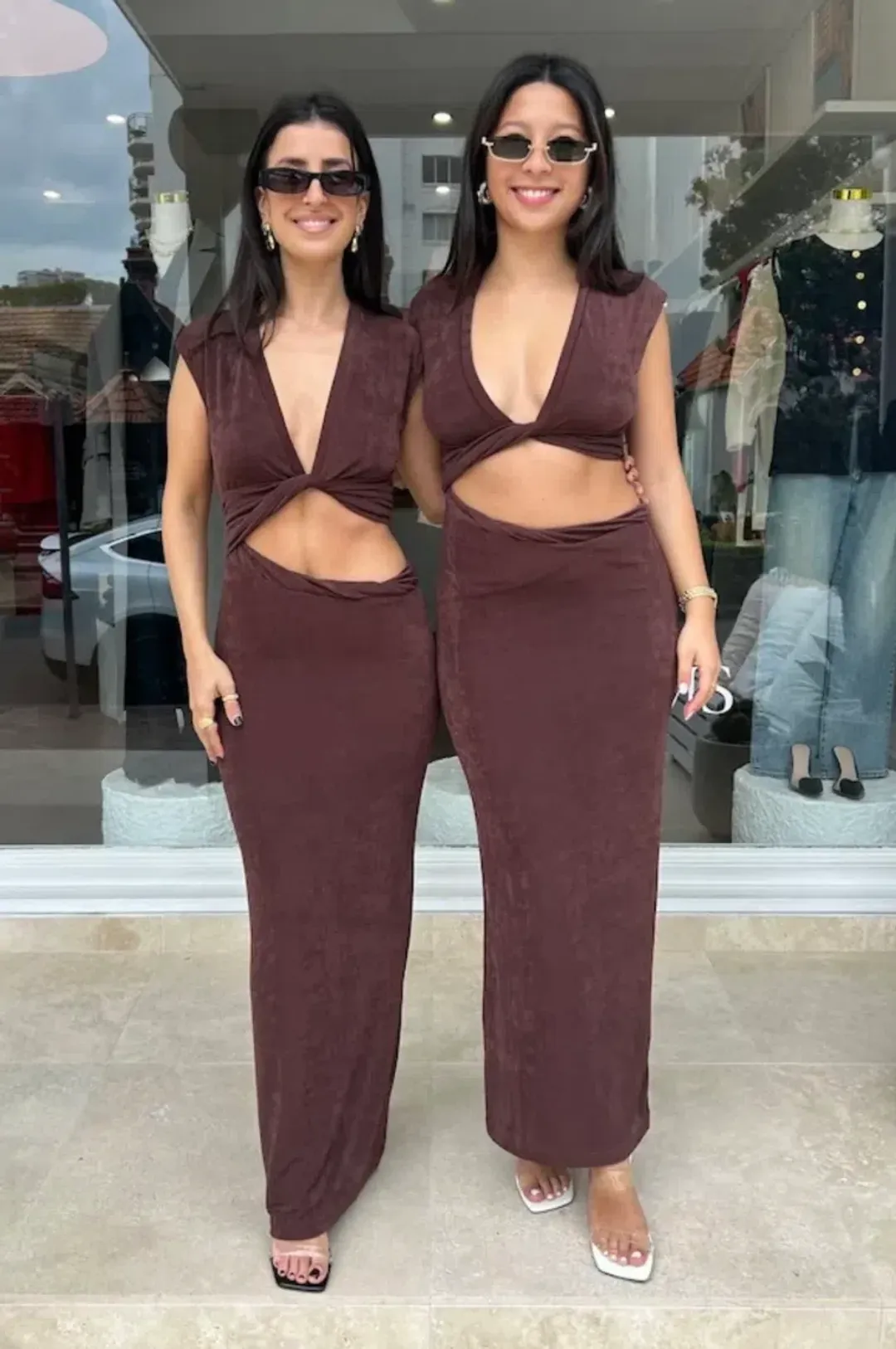 Benni Henri Twist Maxi Dress Chocolate Size XS / AU 6 for rent on The Volte - main image