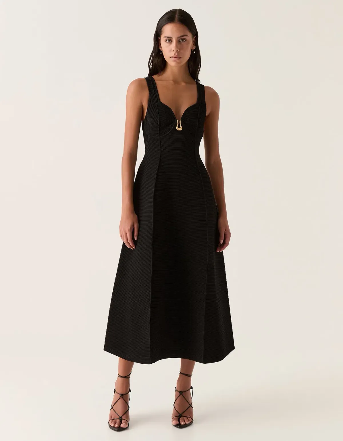 Aje Marisole Knit Midi Dress Black Size L / AU 12 - Image 1