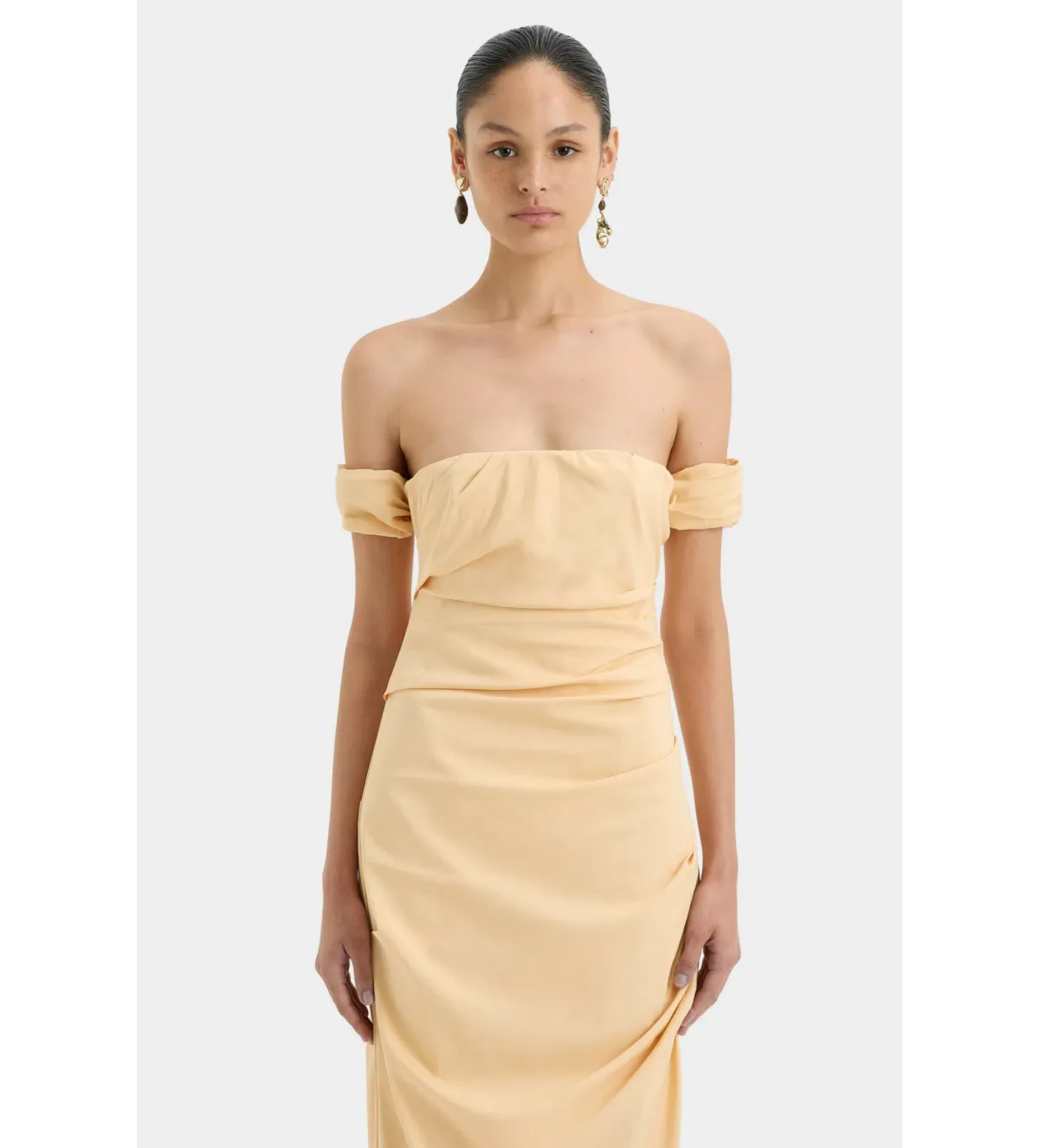 Sir the Label The Carmen Draped Gown in Light Peach Size 2/Au 10  - Image 2
