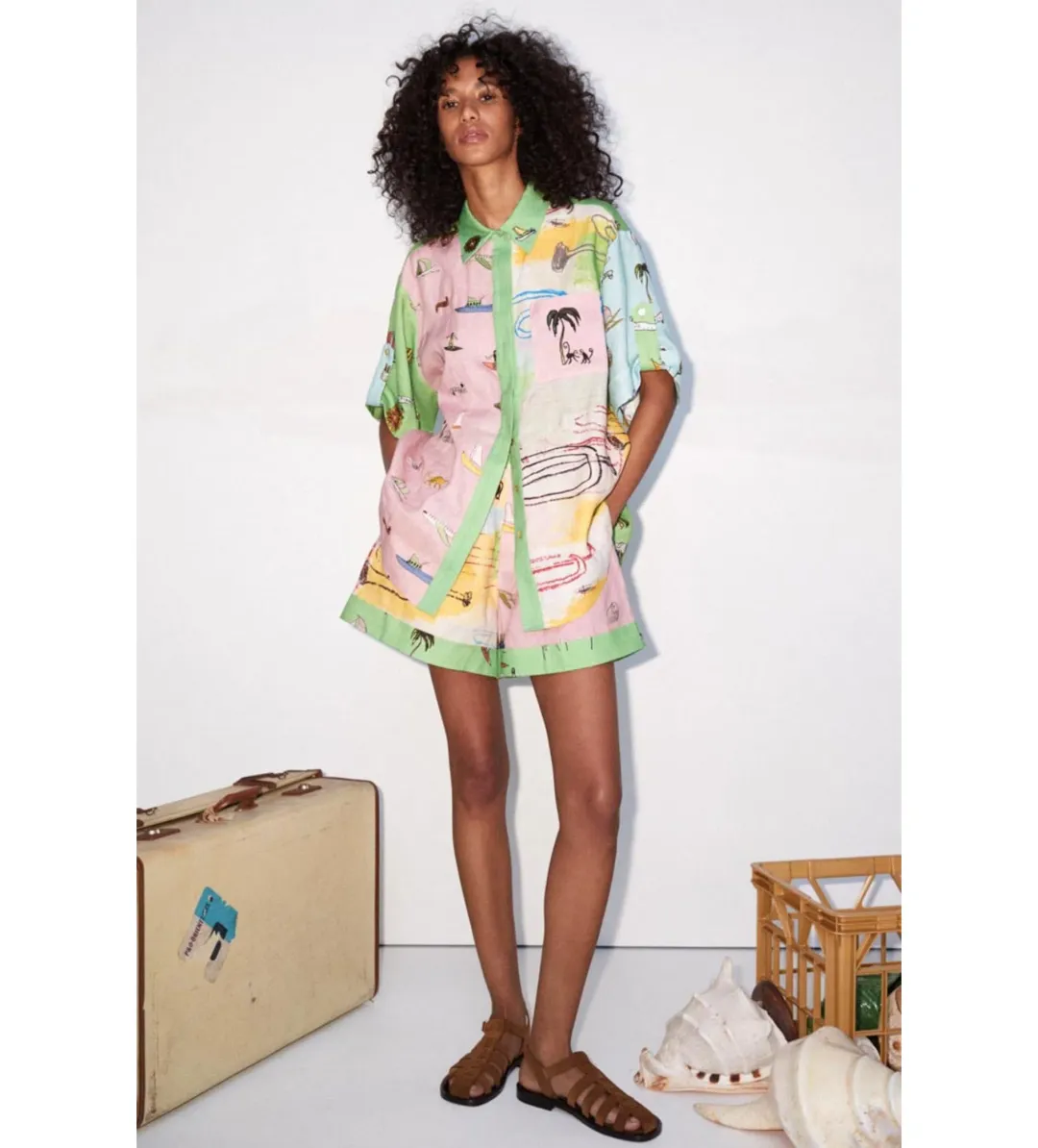 Alemais Jet Shirt and Short Set Multi Print Size 8  for rent on The Volte - main image