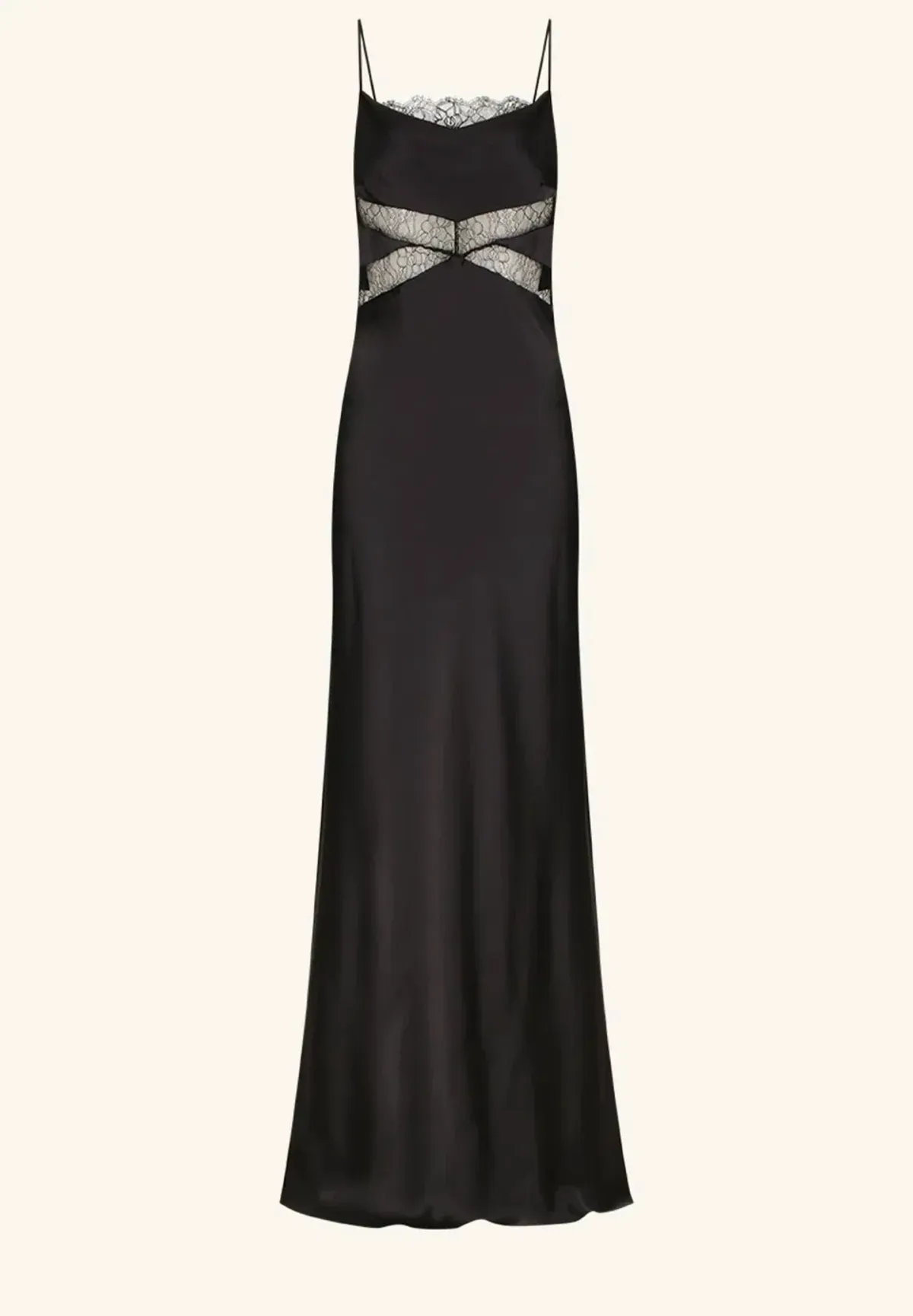 Shona Joy Leticia Silk Cowl Neck Lace Maxi Dress Black Size 6  - Image 6