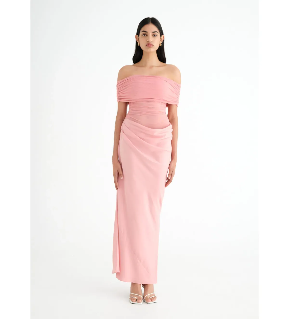 Benni  Nico Off Shoulder Maxi Dress Candy Floss Pink Size 6 - Image 1