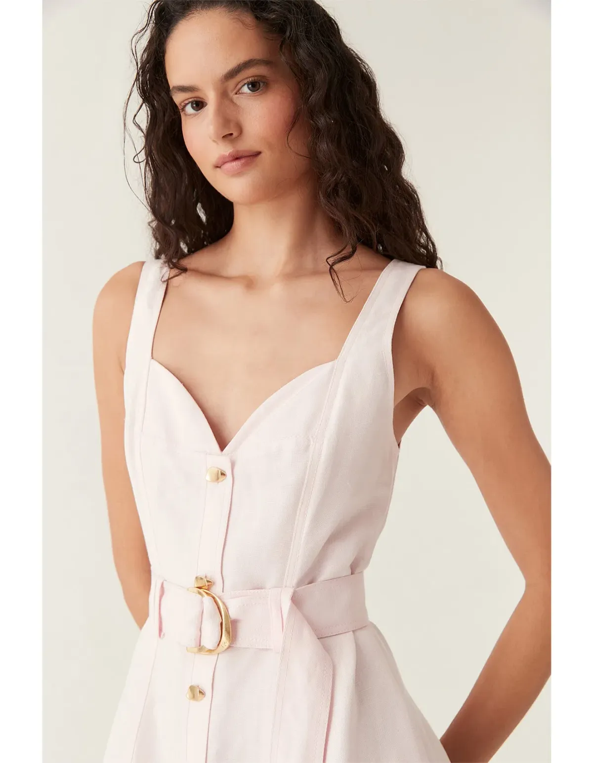 Aje Clay Belted Midi Dress Pastel Pink size8 - Image 6