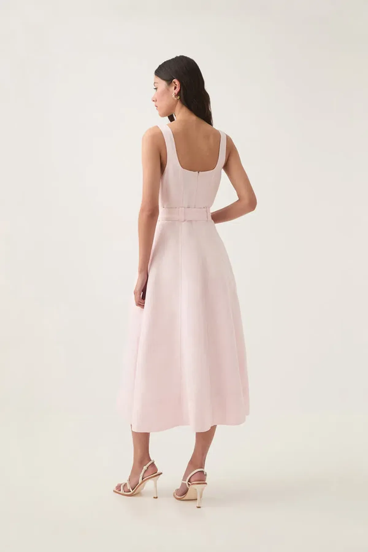 Aje Clay Belted Midi Dress Pastel Pink size8 - Image 3