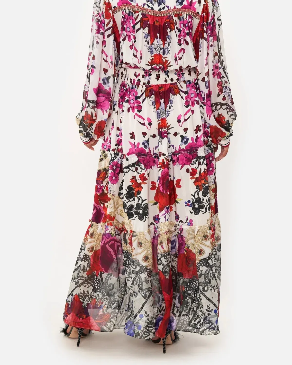 Camilla Button Through Tiered Maxi Dress Reign of Roses Print Size XL / AU 16  - Image 6