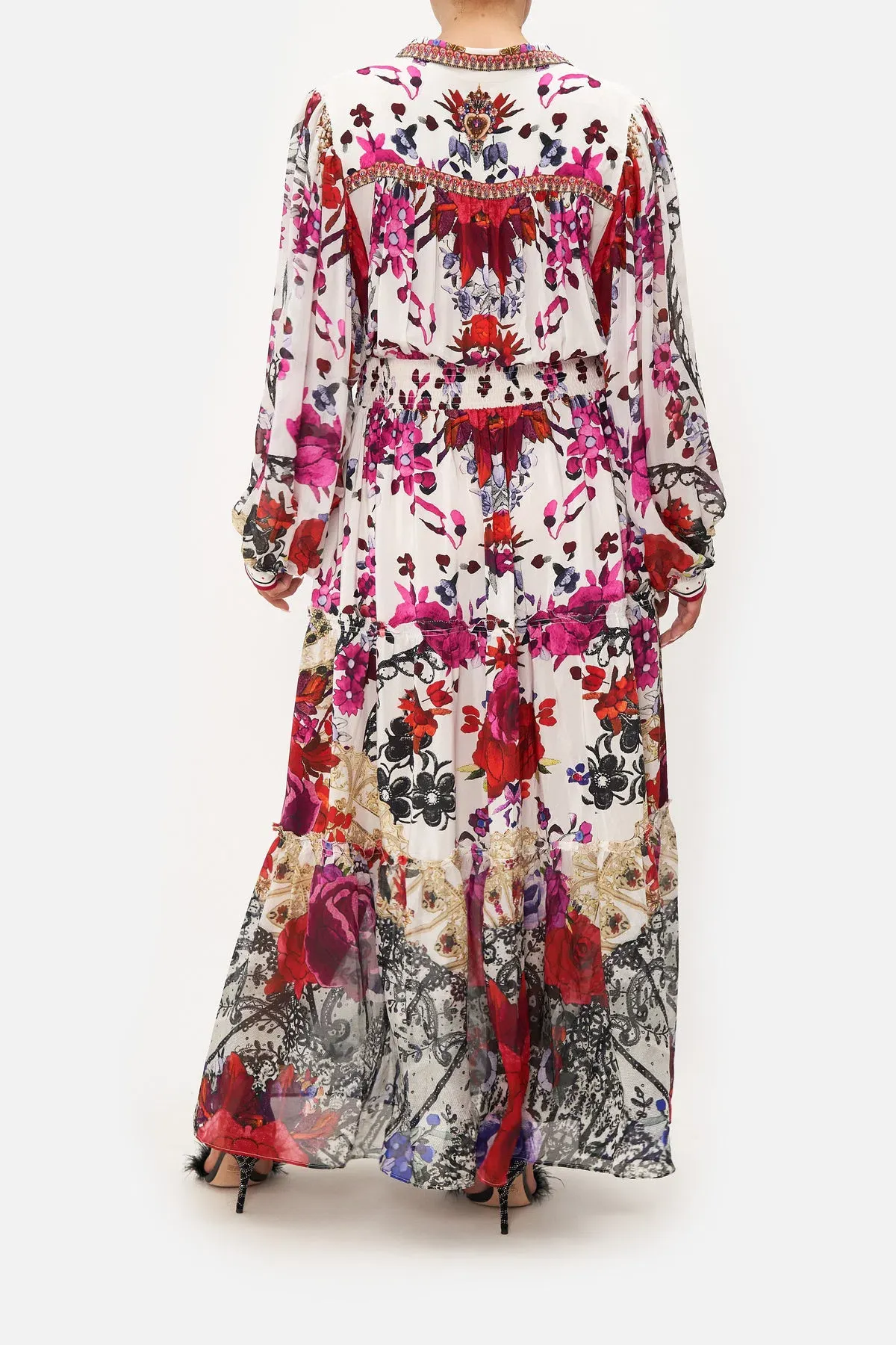 Camilla Button Through Tiered Maxi Dress Reign of Roses Print Size XL / AU 16  - Image 2