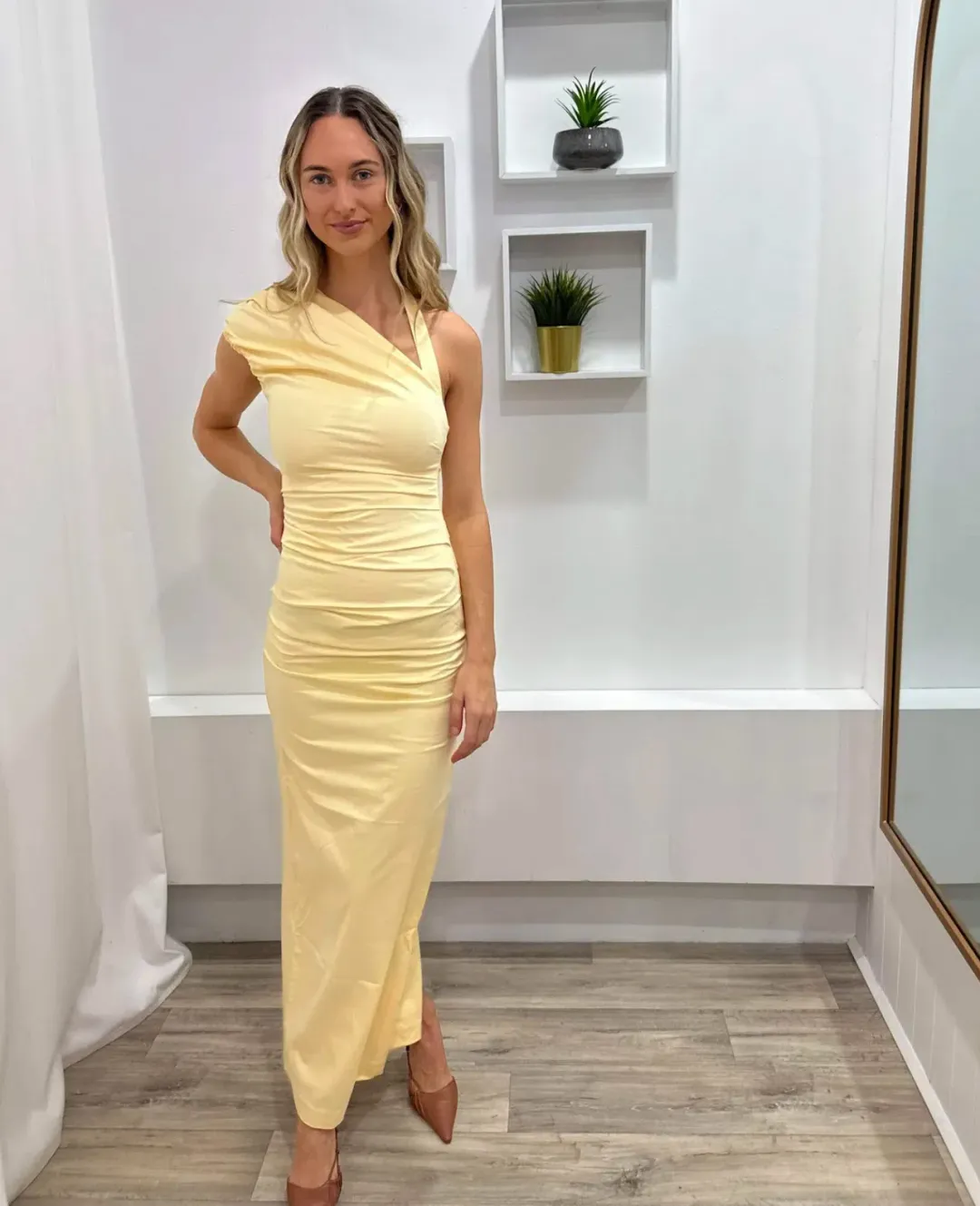 Sir the Label Giacomo Gathered Gown Butter Yellow Size 8 for rent on The Volte - main image