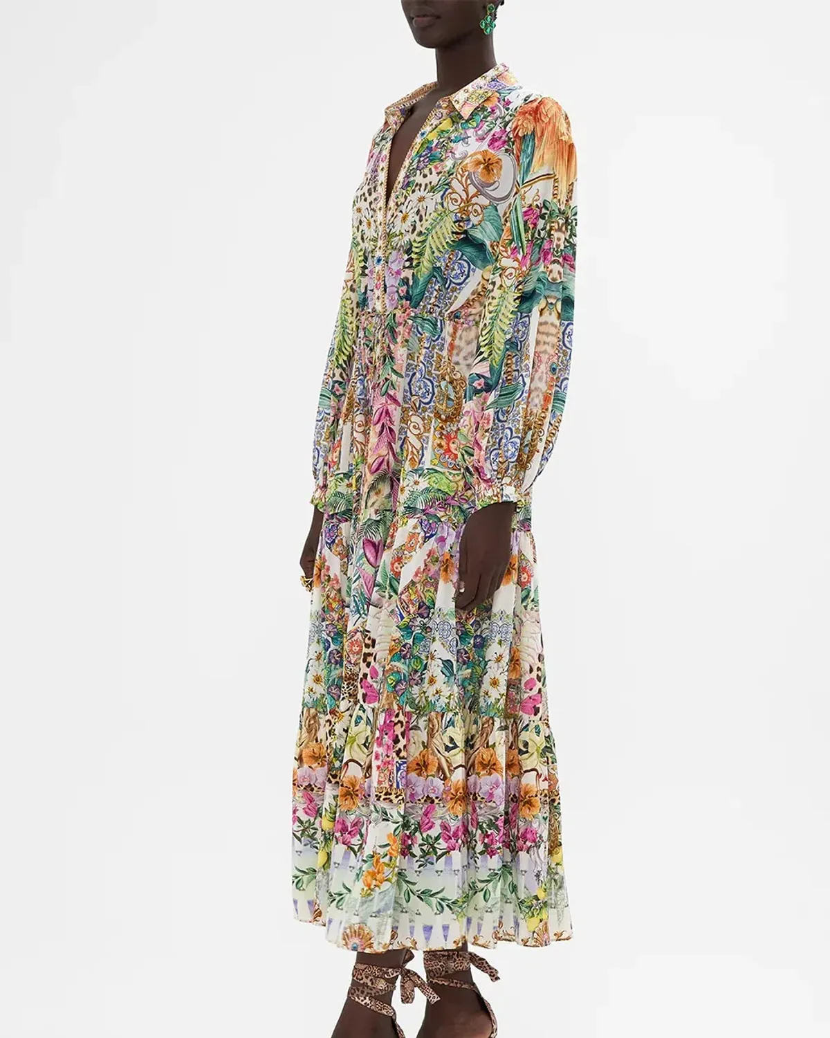 Camilla Flowers Of Neptune Tiered Long Shirt Dress Floral Size XXL / AU 18 - Image 2