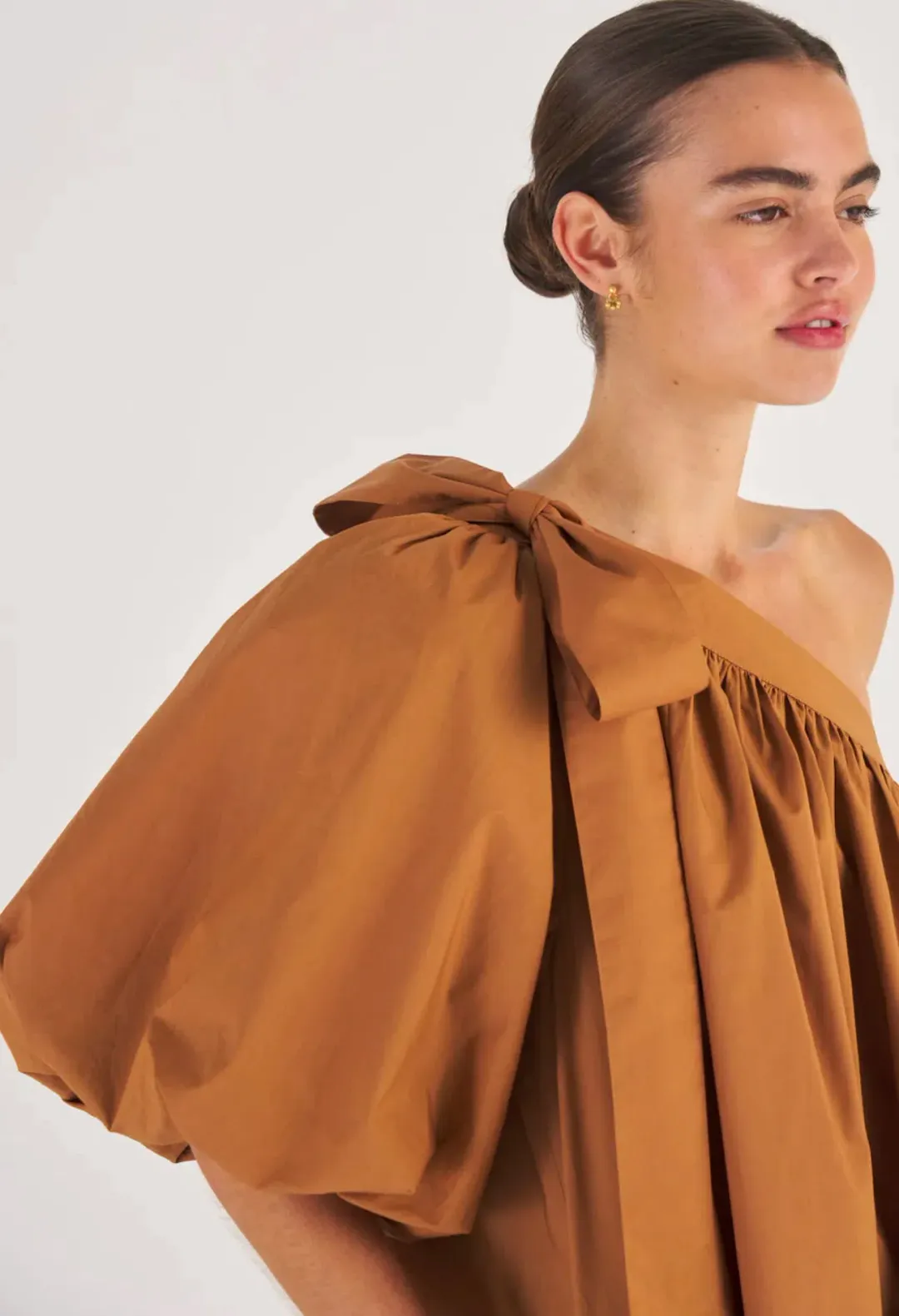 Oroton One Shoulder Gathered Dress Brandy Size 10  for rent on The Volte - main image