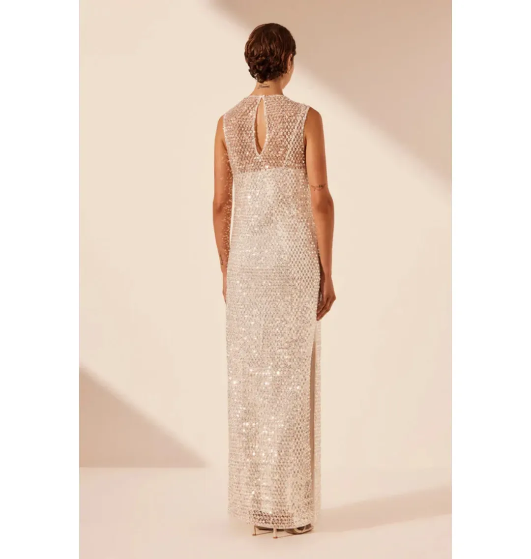 Shona Joy Asteria Midi Dress Silver Size AU 8 for rent on The Volte - main image