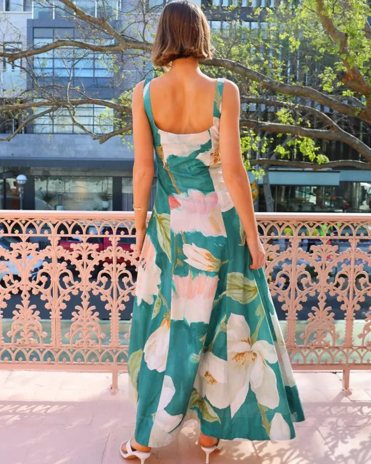 By Nicola Into The Woods Maxi Dress in Pine Green Floral Size AU 10  - Image 3