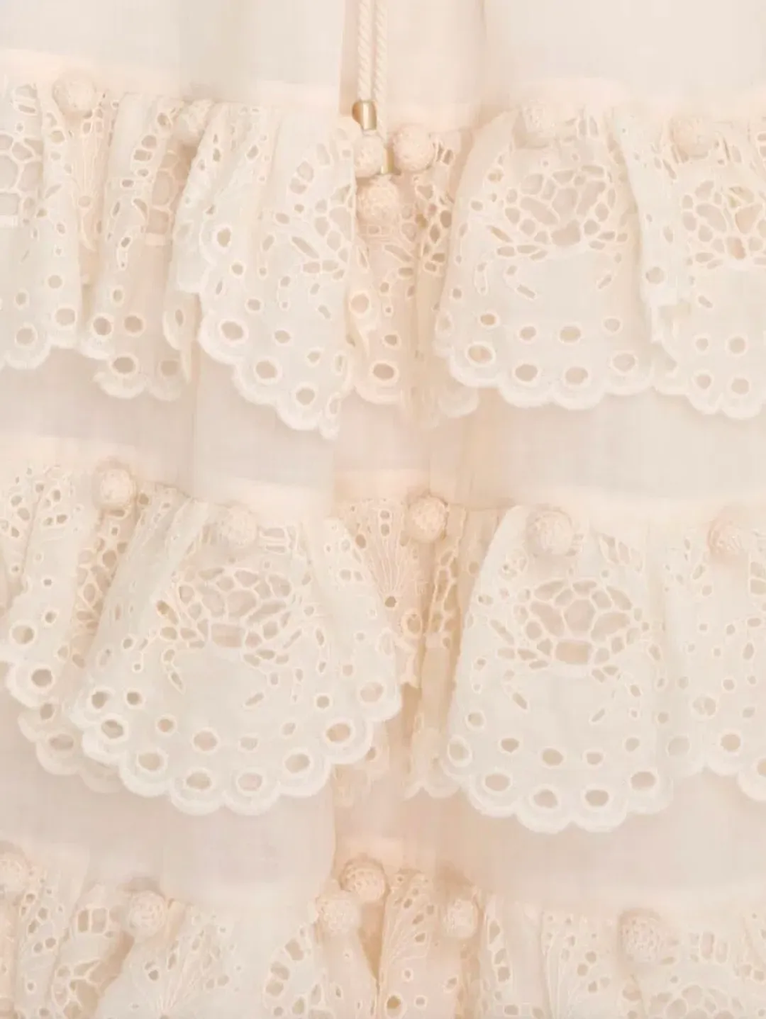 Zimmermann The Lyre Trim Tiered Midi Dress Cream Size 0 / AU 8 for rent on The Volte - main image