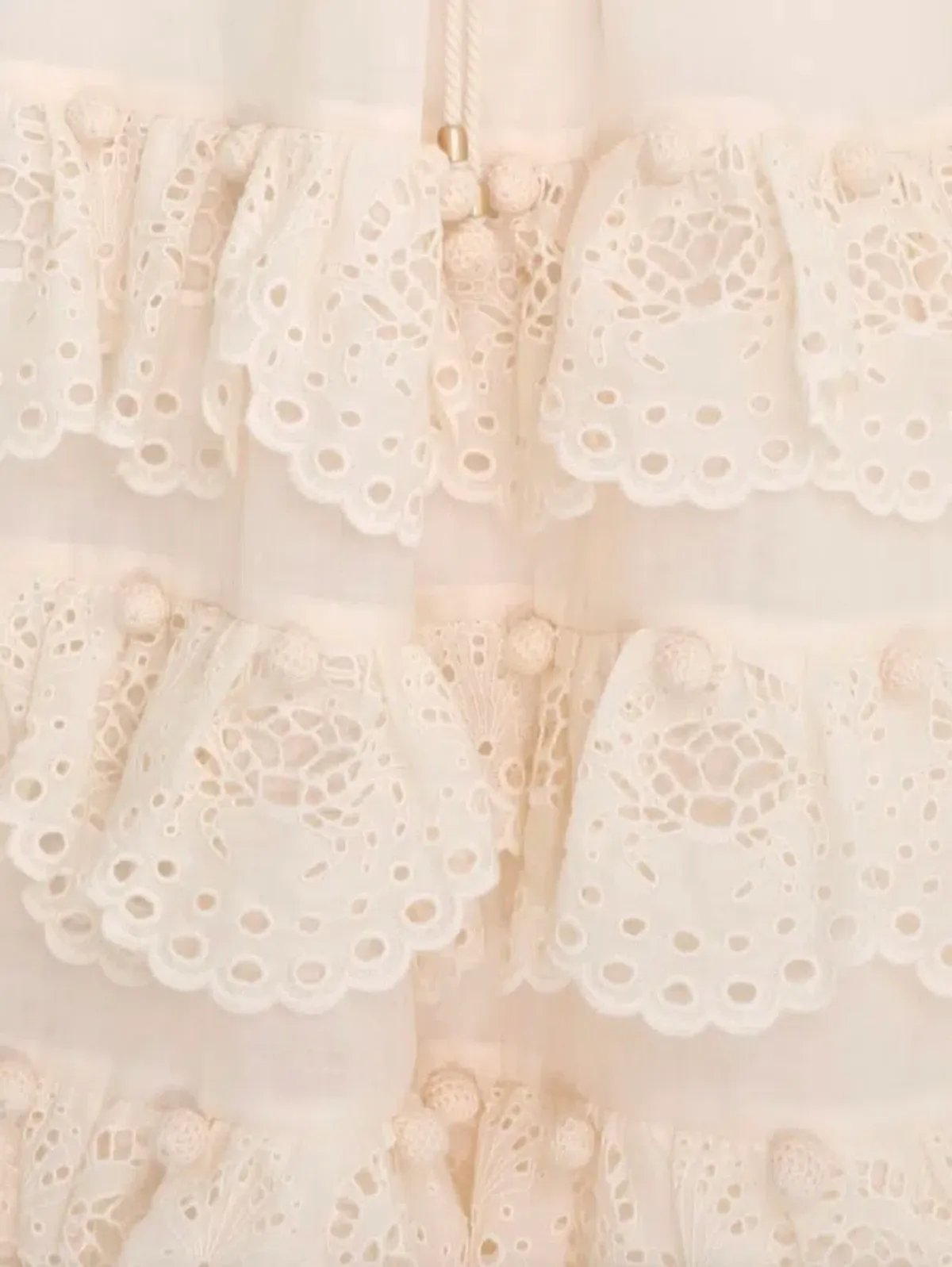 Zimmermann The Lyre Trim Tiered Midi Dress Cream Size 0 / AU 8 - Image 6