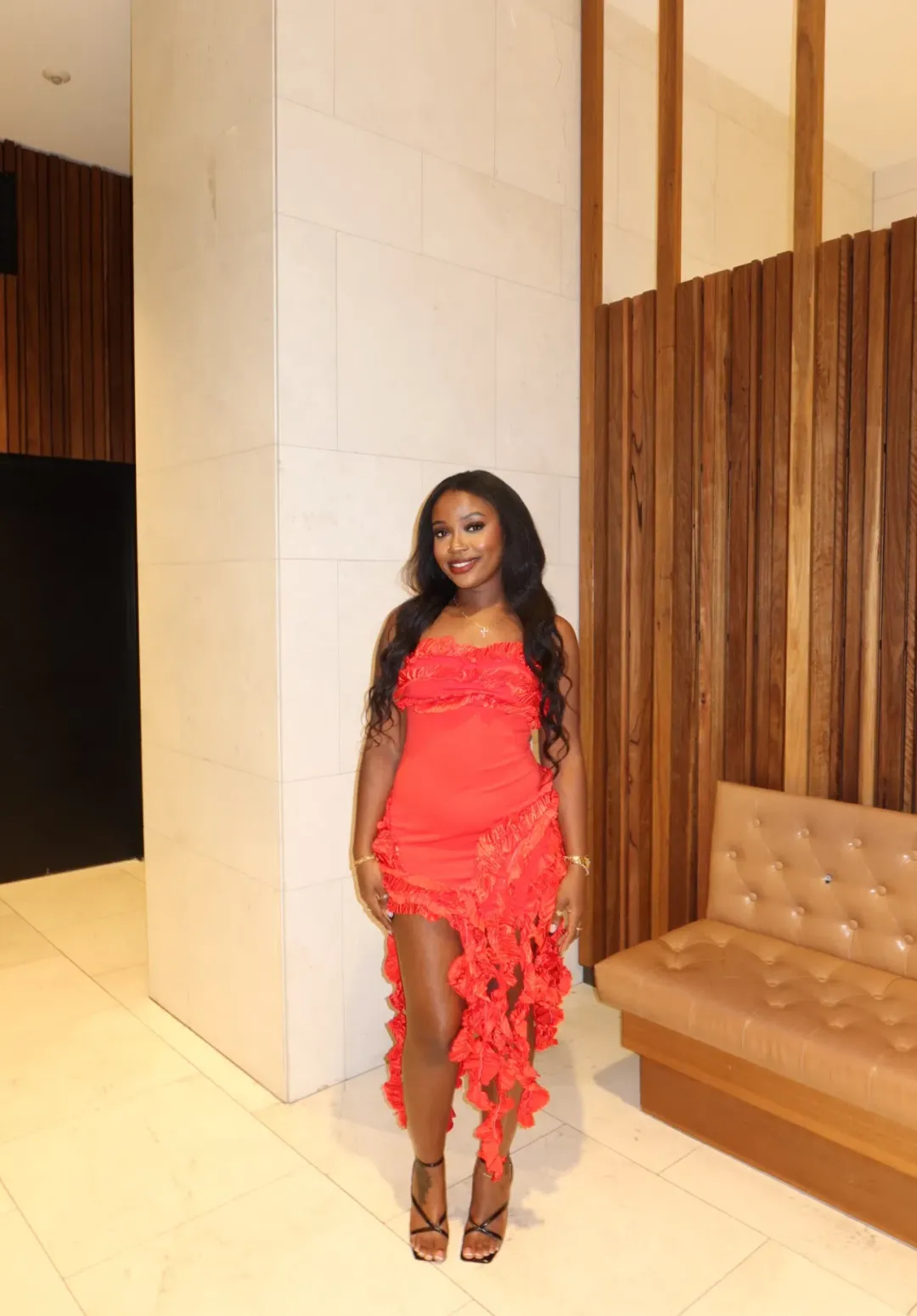 Shelby Ruffle Mini Dress Red Size 6 for rent on The Volte - main image