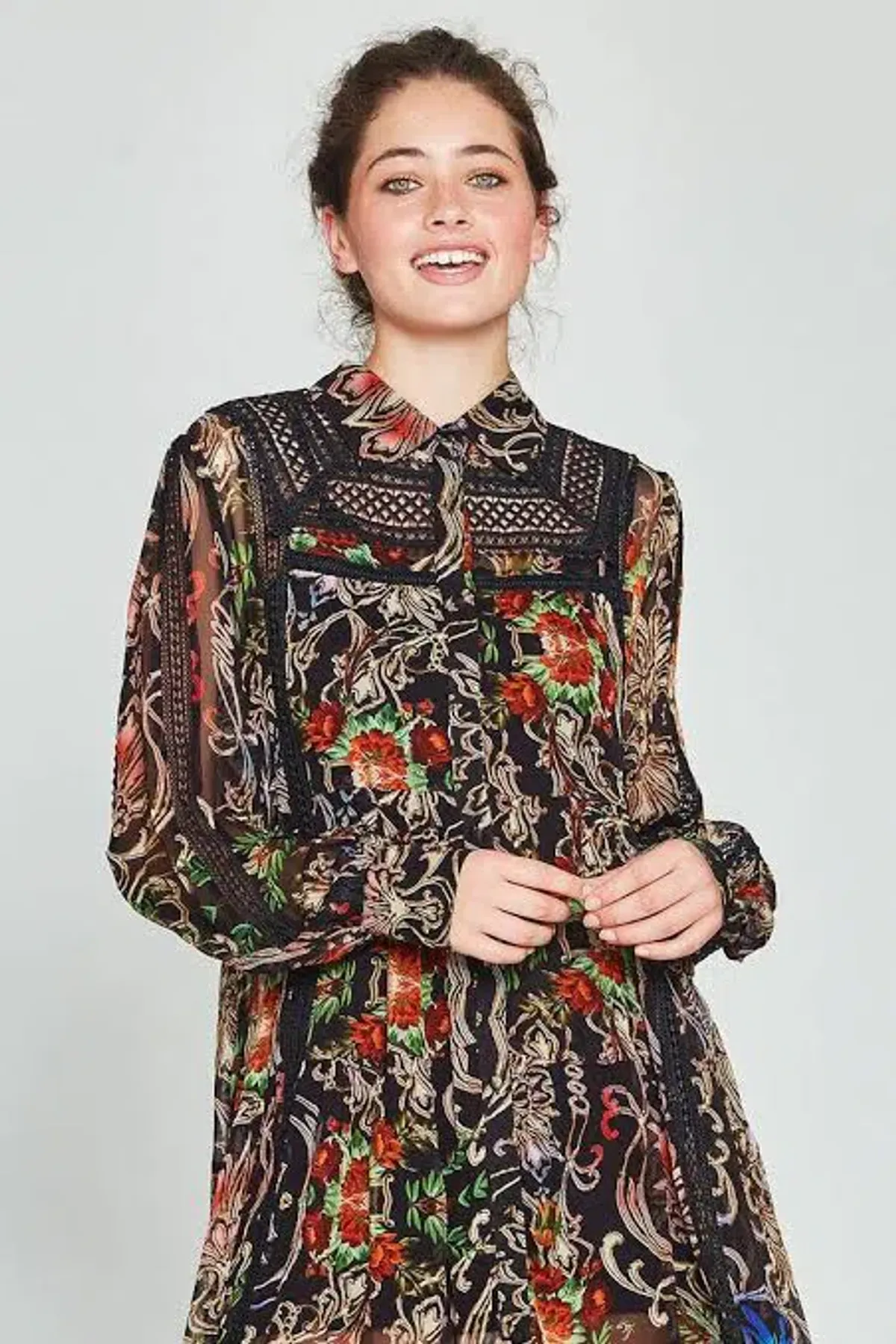 COOP State of Lace Midi Dress Black Moonflower Print Size S / AU 8 - Image 4