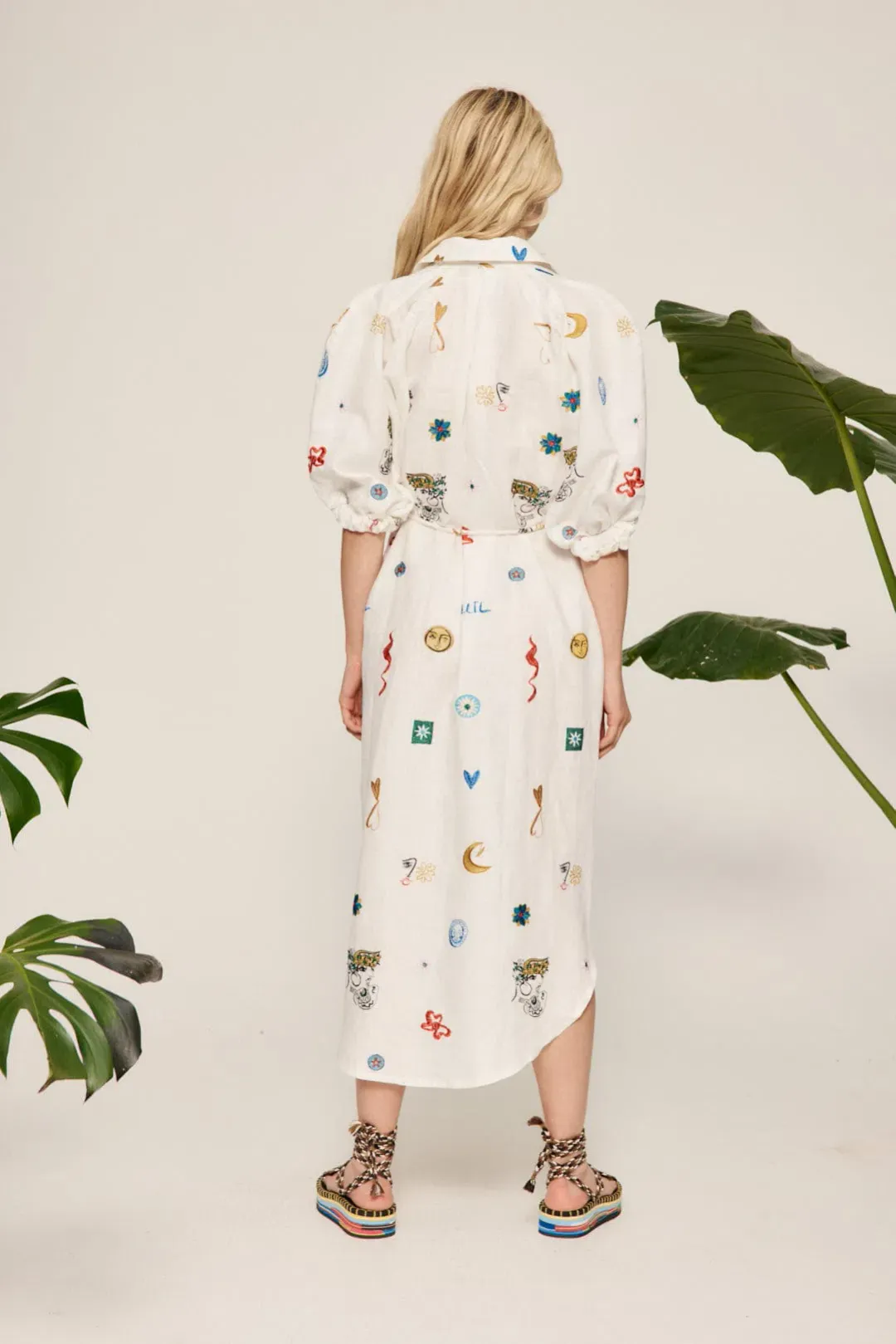 Alémais Soleil Embroidered Shirtdress White/Multi Size 12 for rent on The Volte - main image