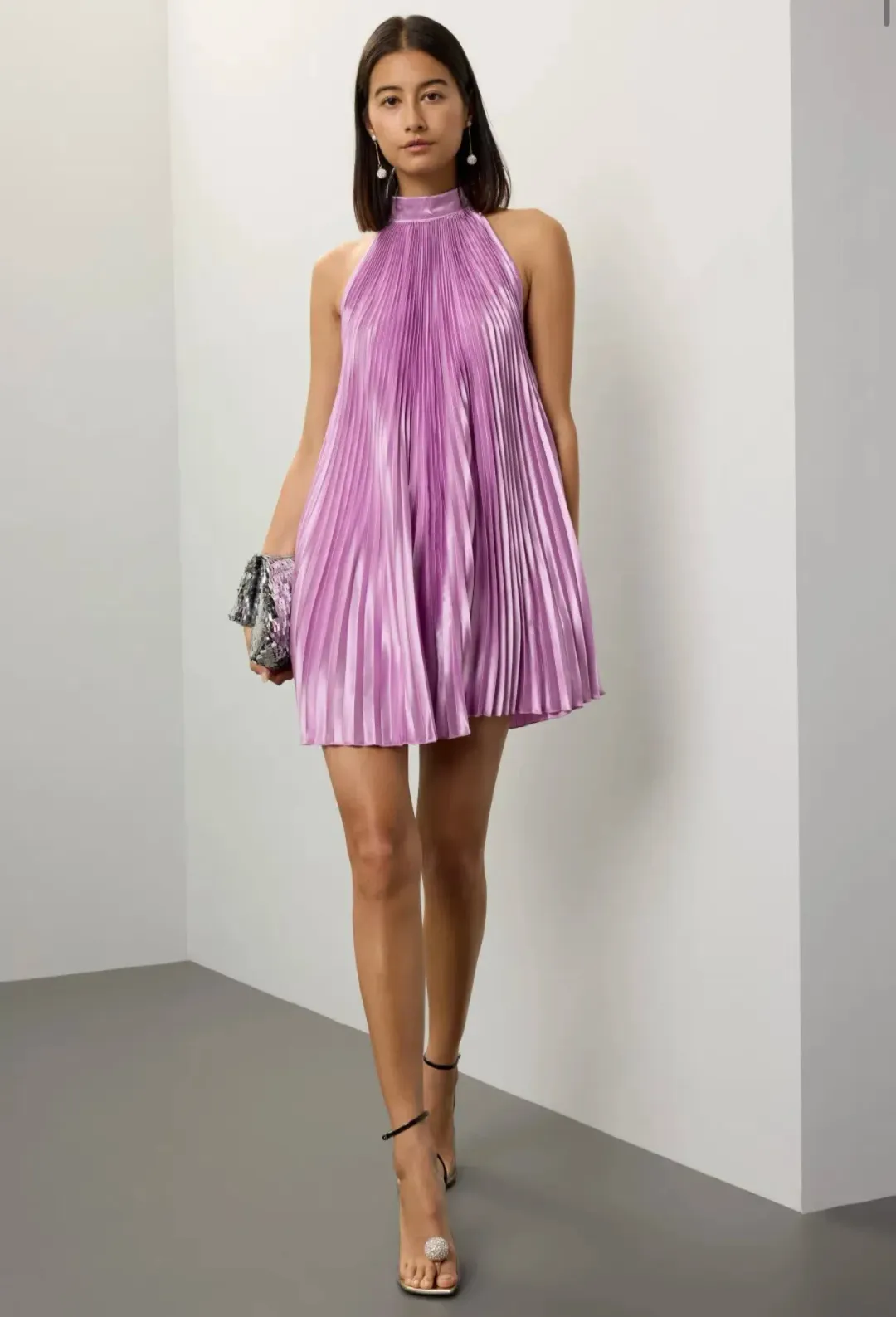 L’Idee Amour Pleated Mini Dress Purple Size 6 for rent on The Volte - main image