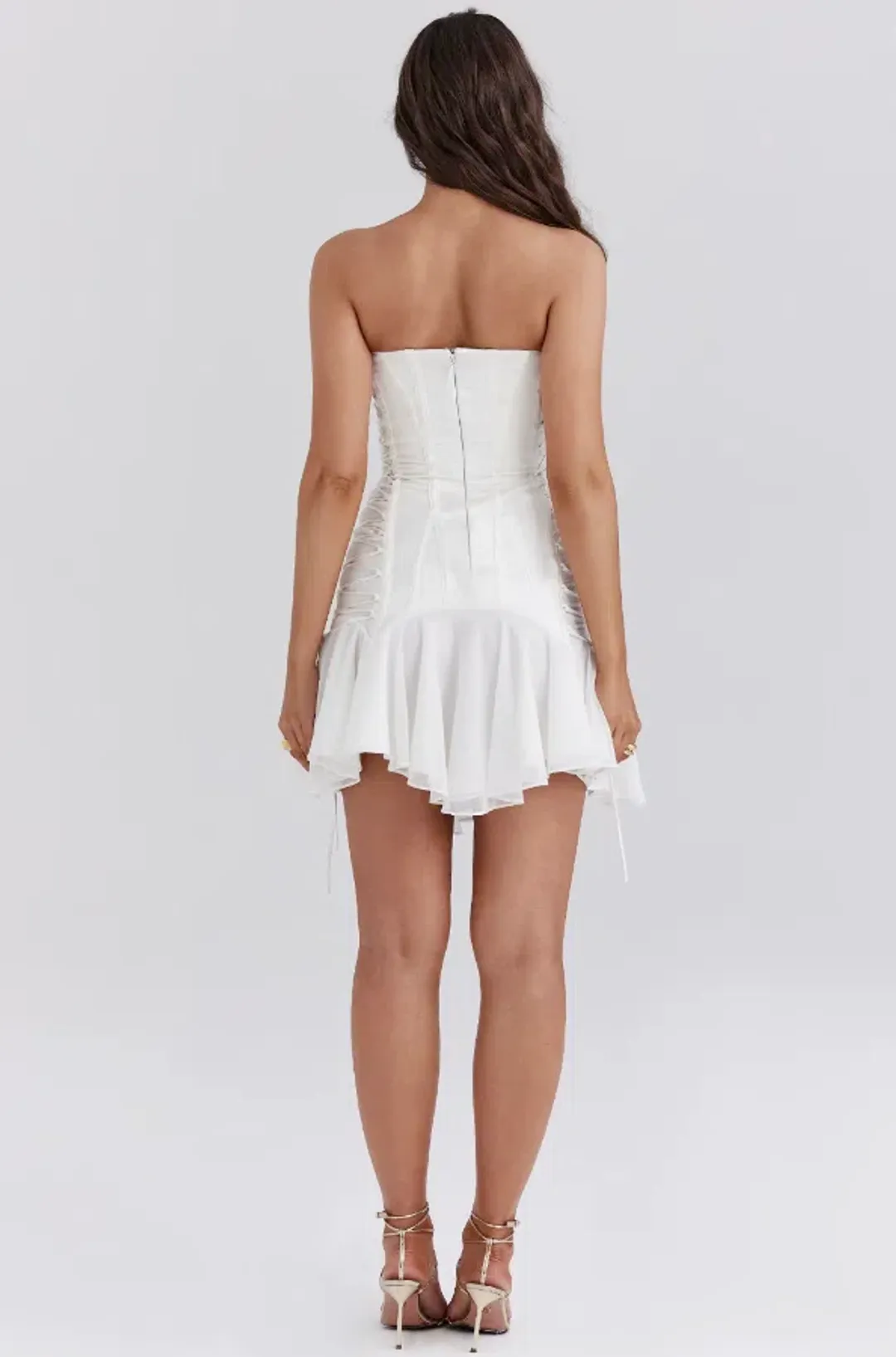 House Of CB Sirena Lace Up Mini Dress White Size S / 8 for rent on The Volte - main image
