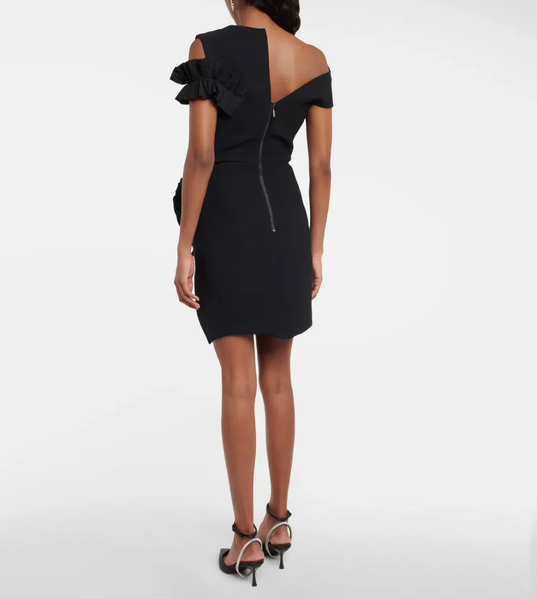 Toni Maticevski Avery Ruffled Crepe Mini Dress Black Size 8 for rent on The Volte - main image
