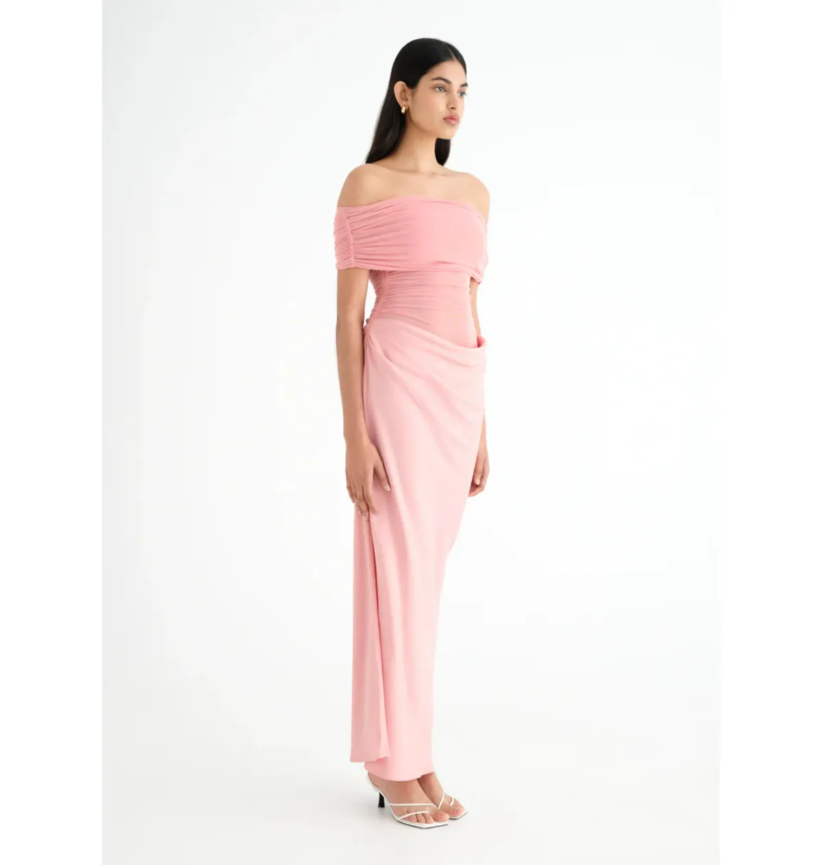 Benni Nico Off Shoulder Maxi Dress Candy Floss Size AU 8   - Image 2