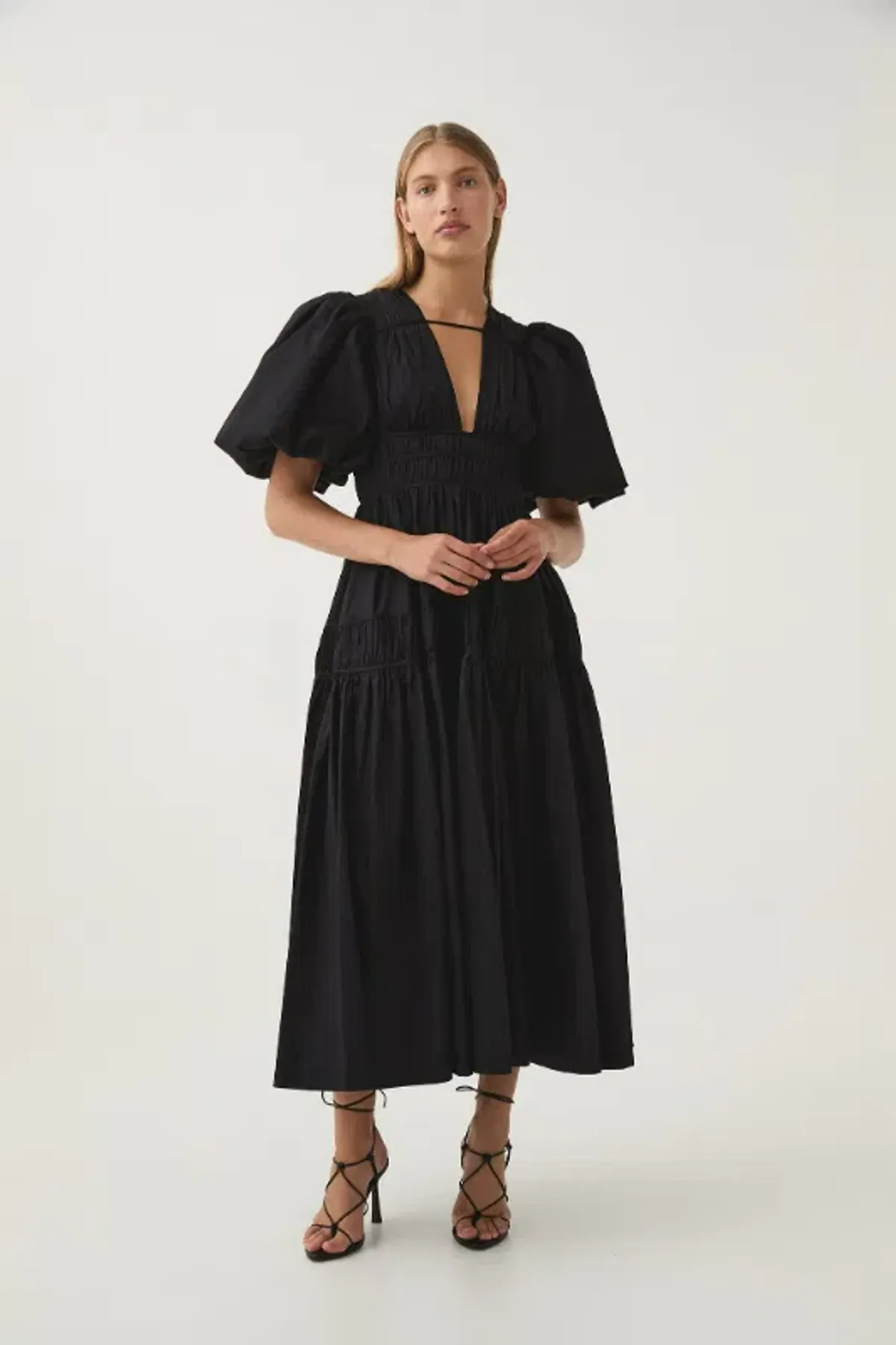 Aje Fallingwater Ruched Midi Dress in Black Size AU 16 - Image 1