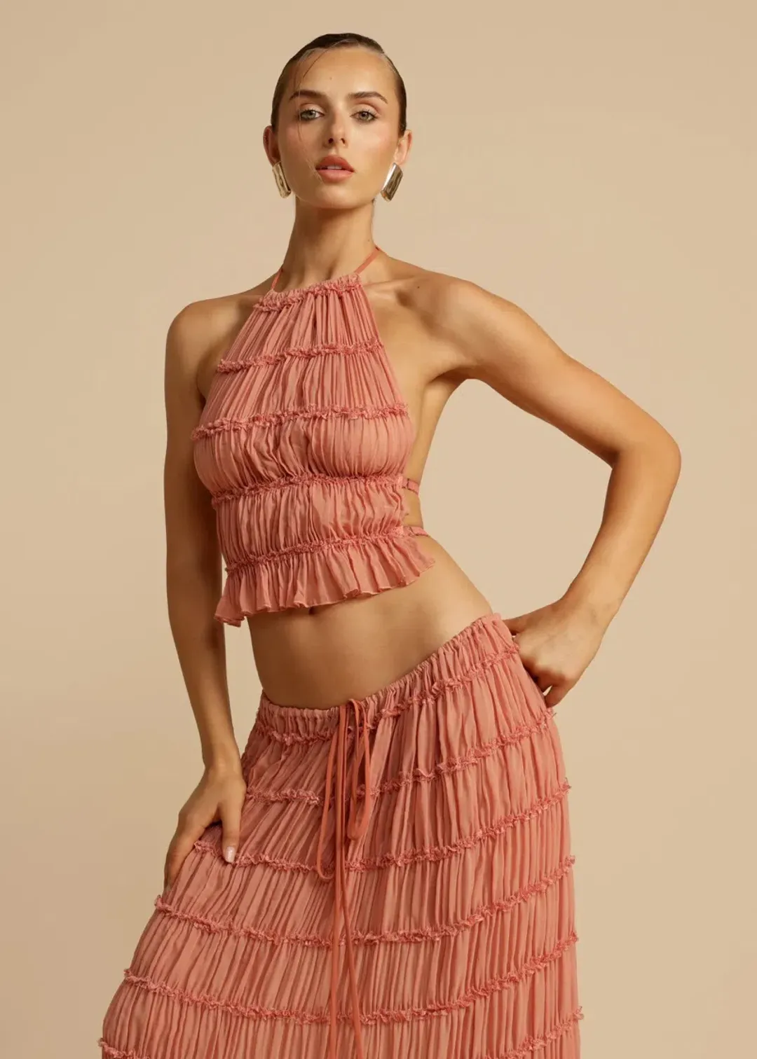 Arcina Ori Juliette Halter Set Peach Size S / AU 6-10 for rent on The Volte - main image