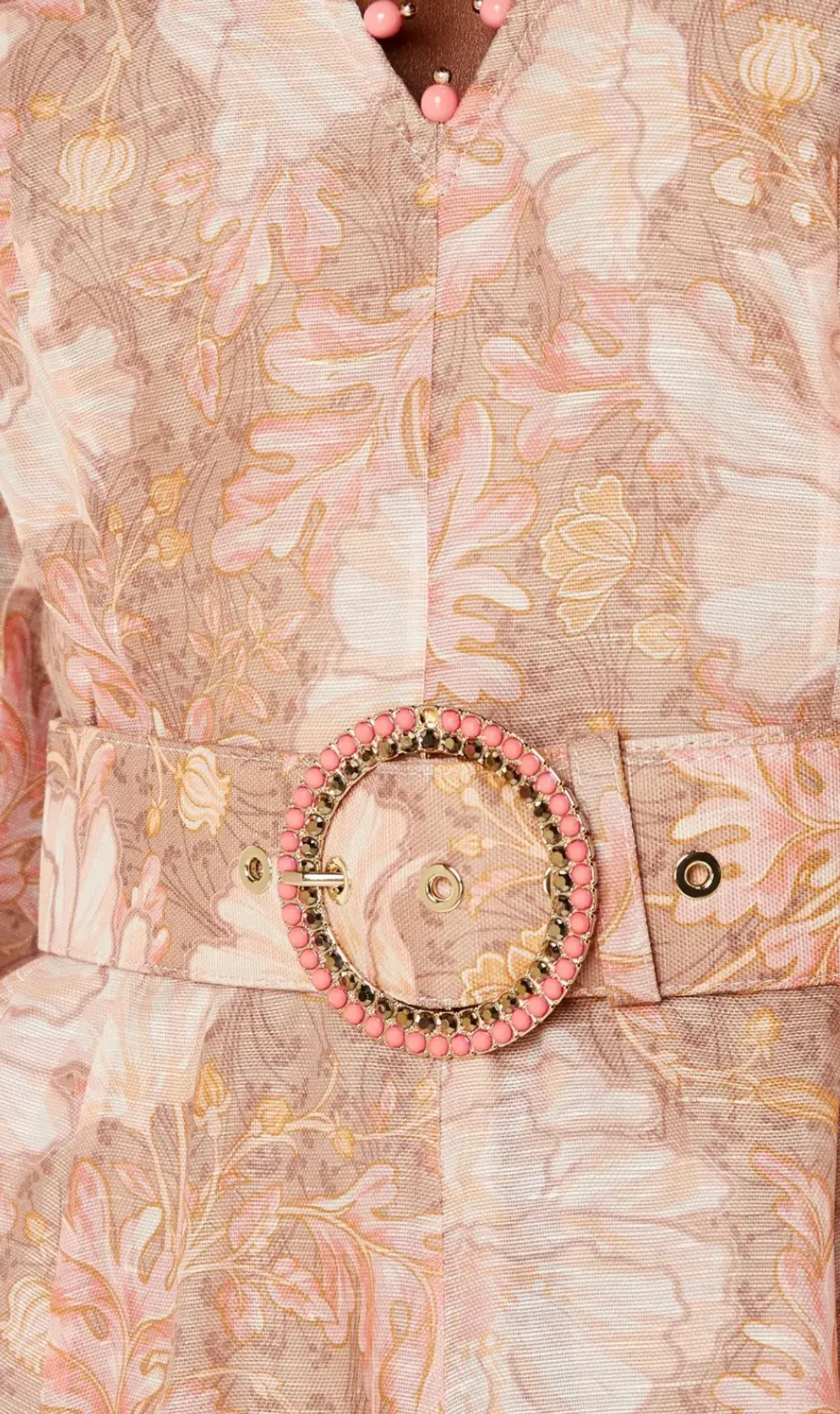 Zimmermann Kaleidoscope Belted Embellished Linen And Silk Blend Midi Dress Floral Size 0 / AU 8 - Image 4