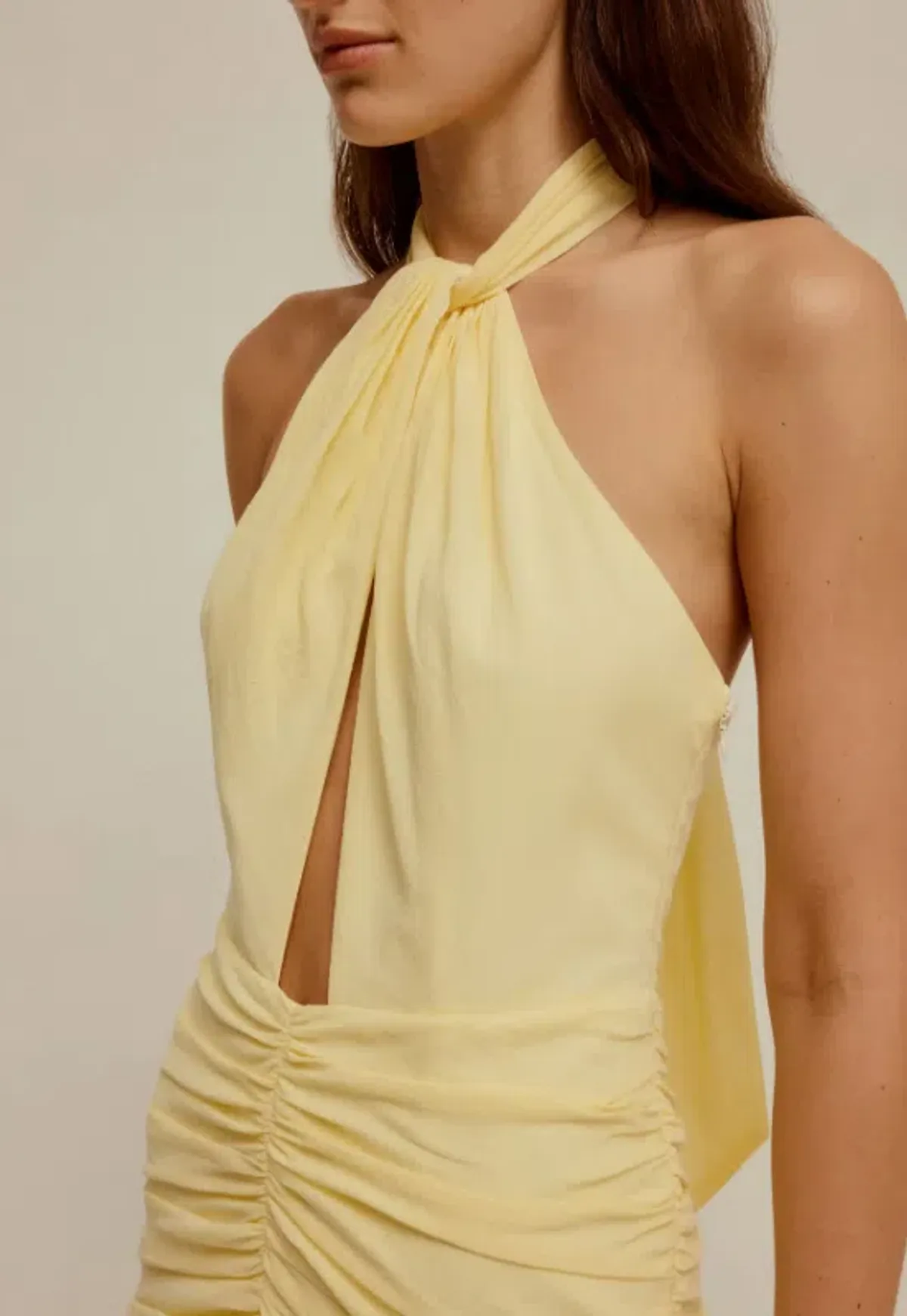 Venroy The Halter Neck Cut Out Dress In Pastel Yellow Size M / AU 10 - Image 2