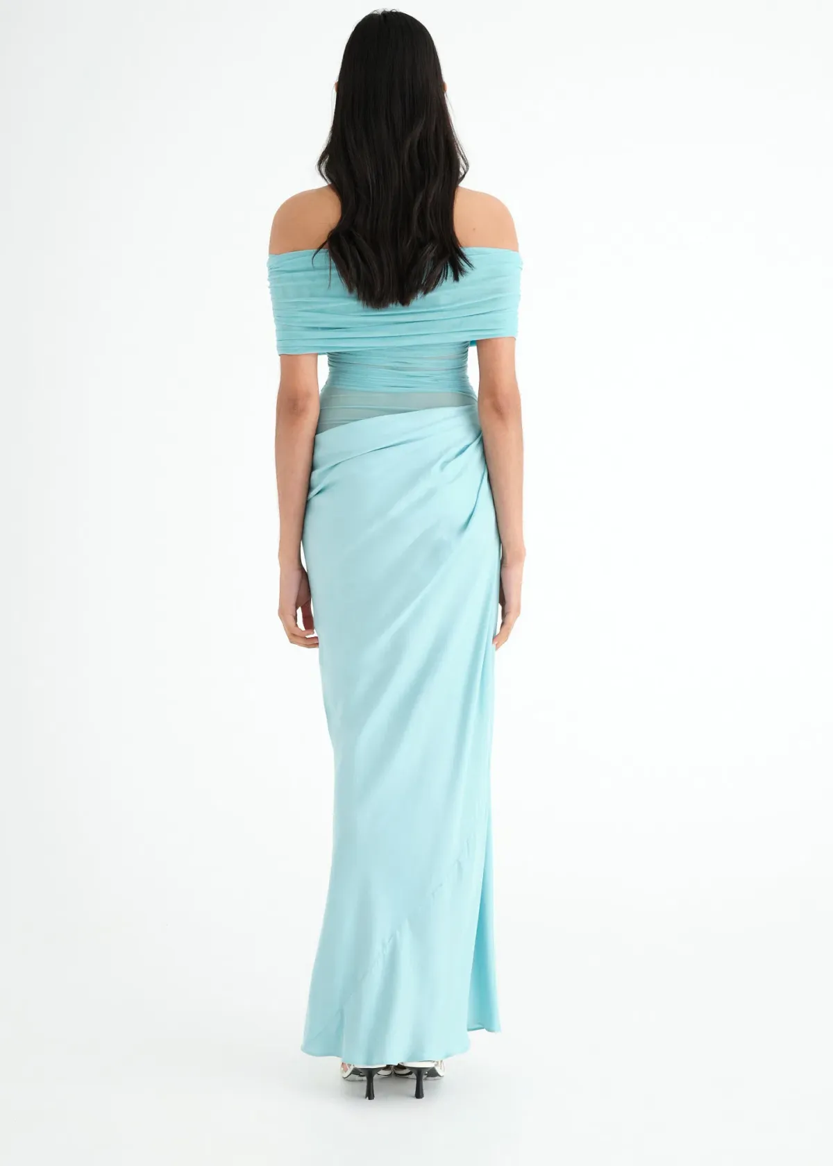 Benni Nico Off Shoulder Maxi Dress in Aquamarine Size 8 - Image 2