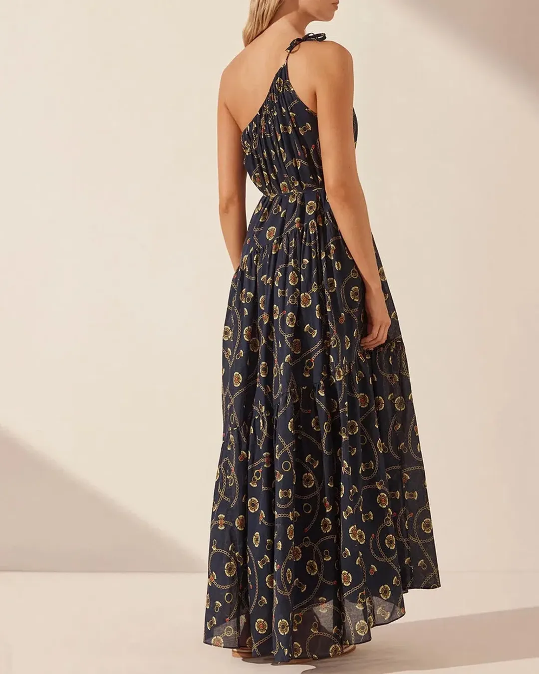 Shona Joy Vacance One Shoulder Tiered Maxi Dress Print Size 16 for rent on The Volte - main image