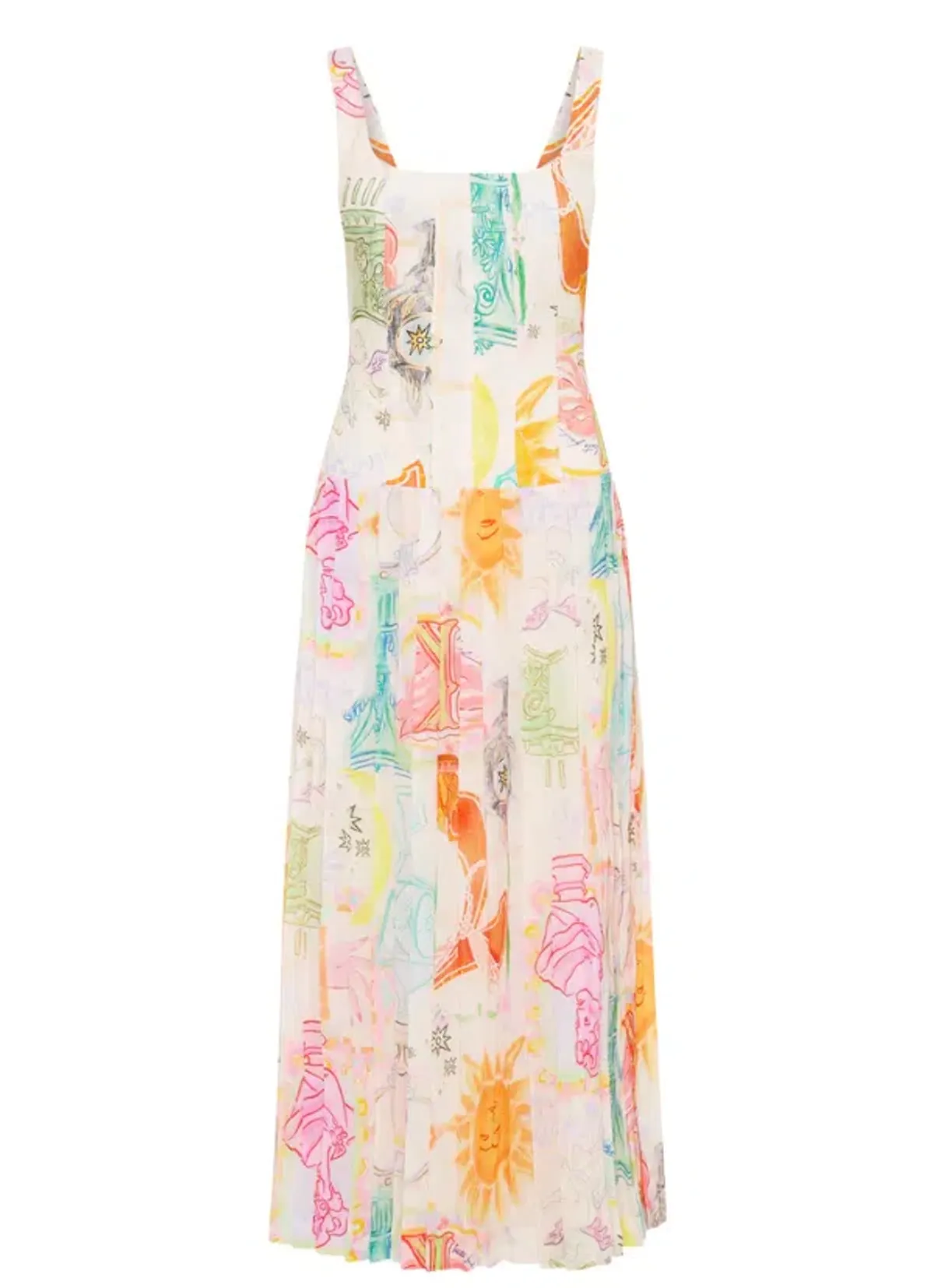 Kate Ford Ethelinda Pleated Corset Midi Dress Solstice Print Size 4 / AU 14 - Image 6