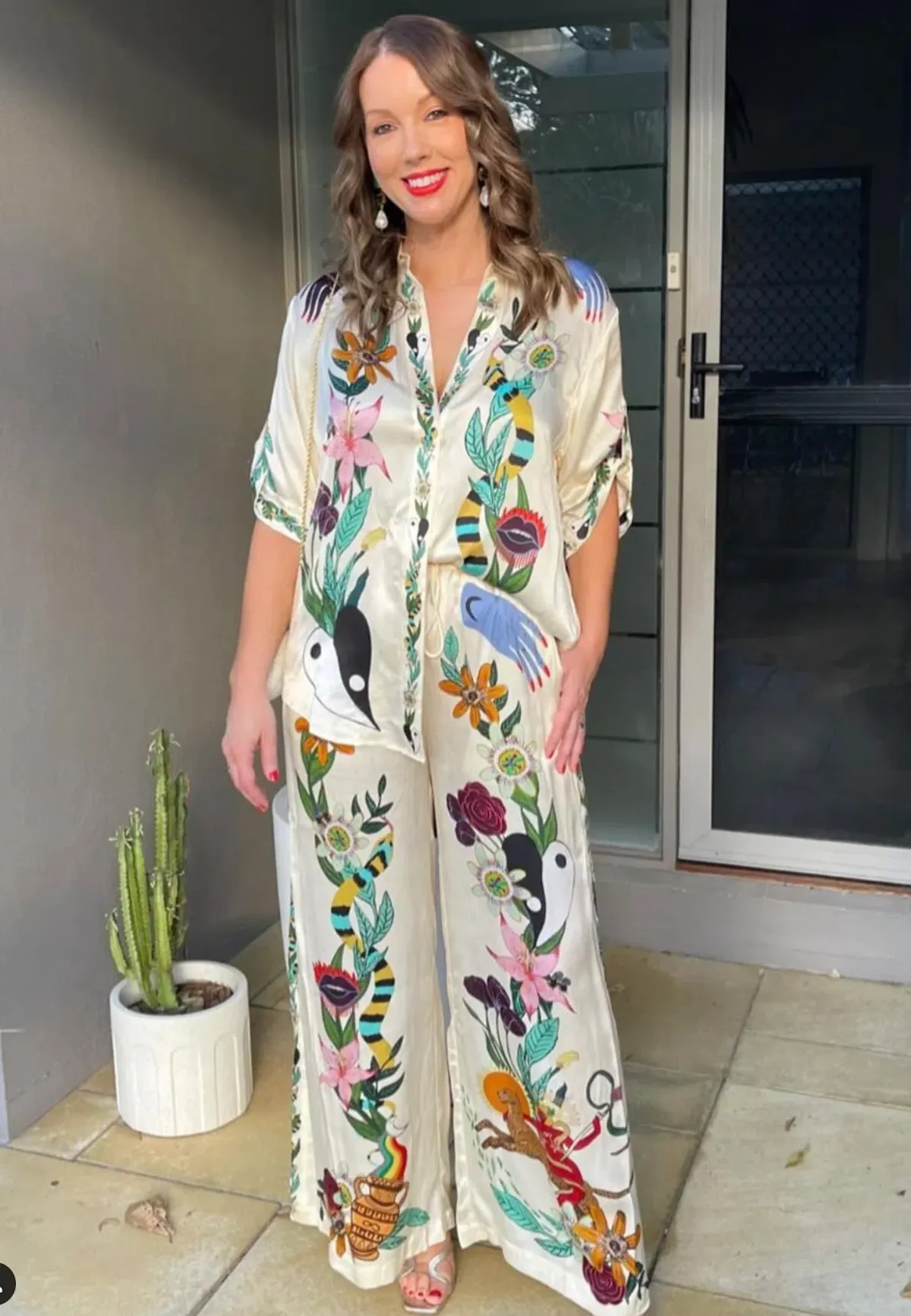 Alemais Meagan Silk Shirt & Pants Set Size 14 - Image 2