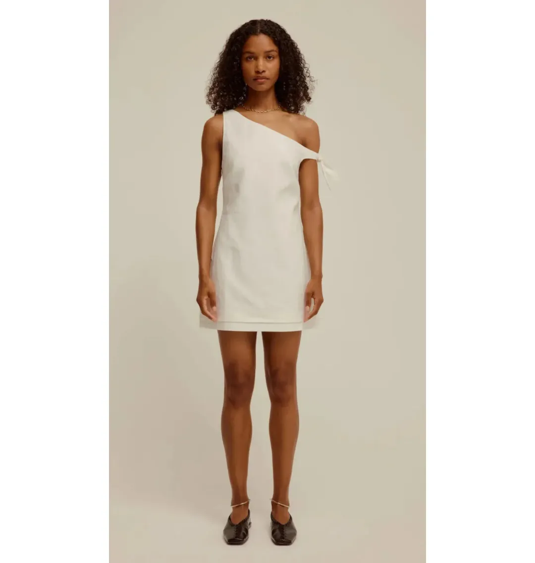 Venroy Side Tie Linen Mini Dress White Size L / AU 12  for rent on The Volte - main image