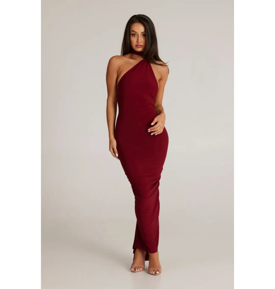 Melani The Label Leoni Dress in Wine Size AU 6 for rent on The Volte - main image