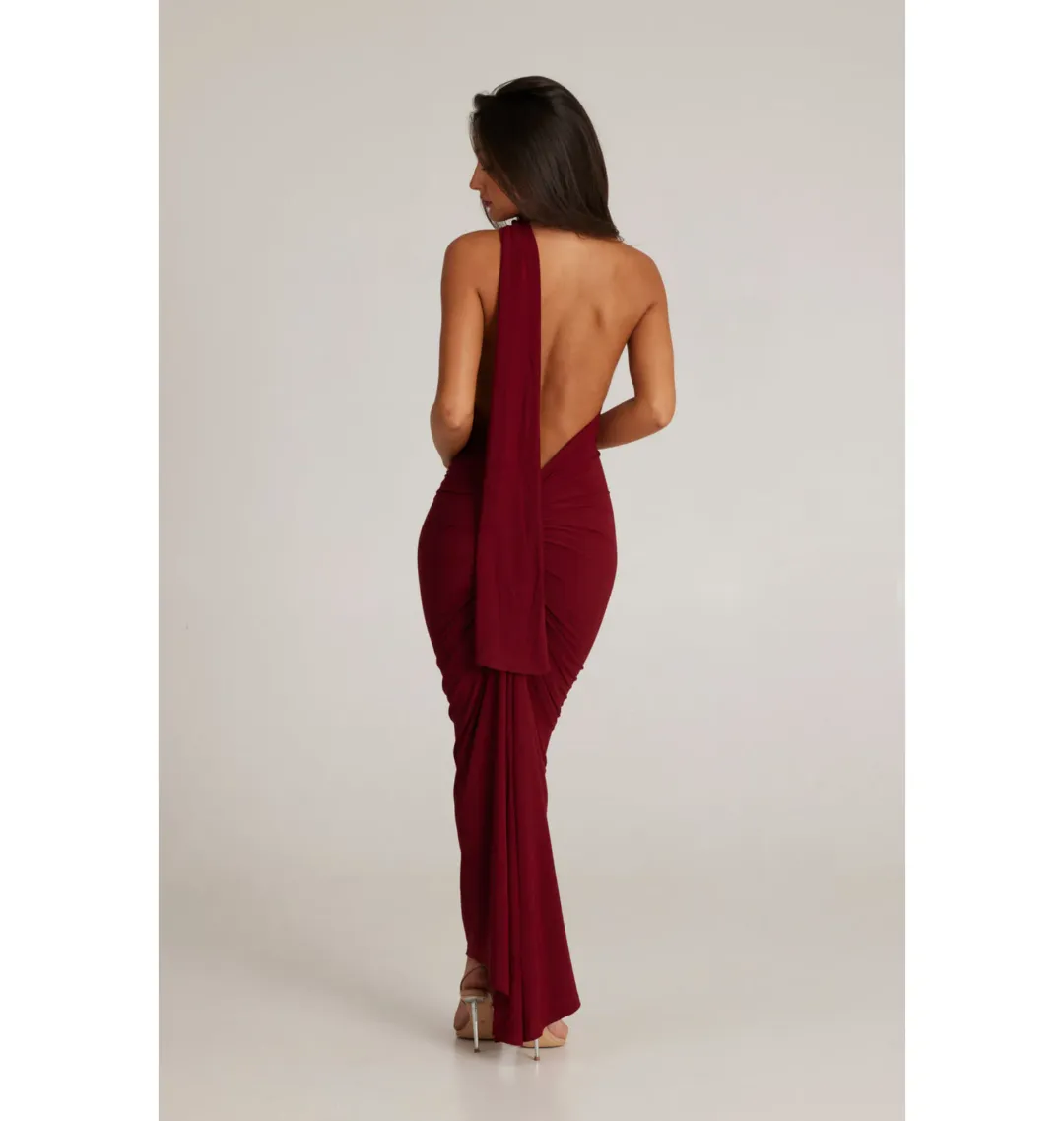 Melani The Label Leoni Dress in Wine Size AU 6 for rent on The Volte - main image