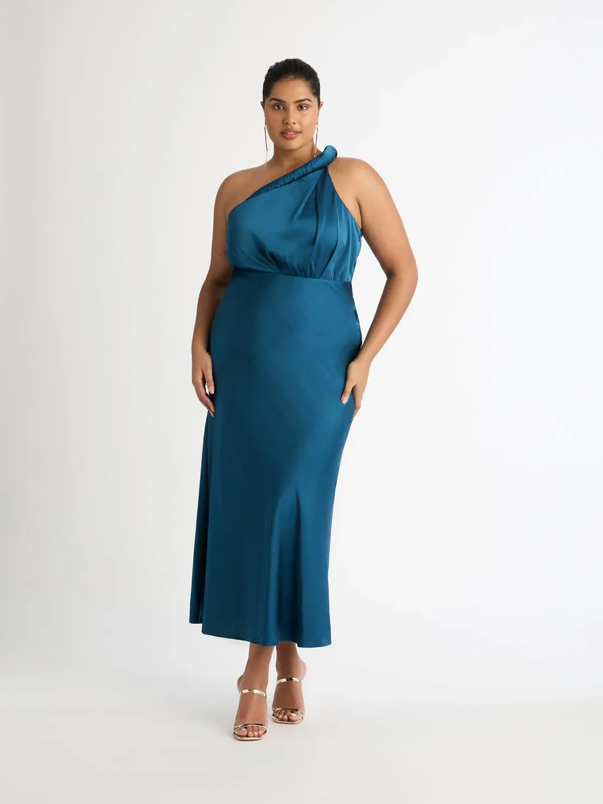 Sheike Naomi One Shoulder Dress Teal Size AU 14 - Image 1