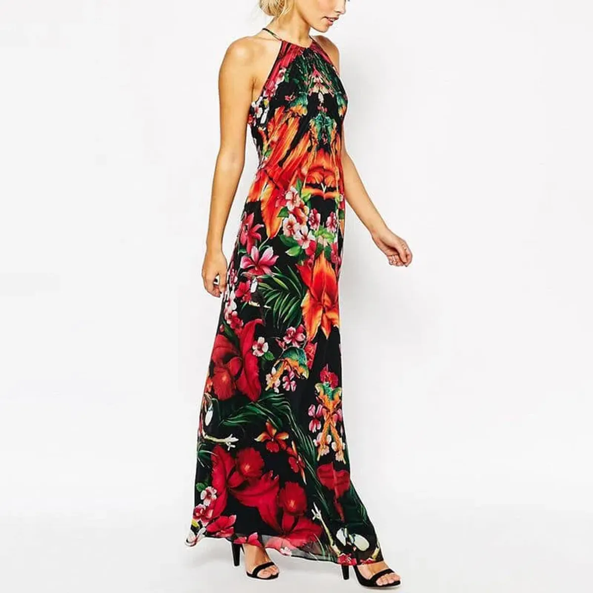 Ted Baker Mircana Toucan Maxi Dress Tropical Flower Peacock Print Size 1 / AU 8 - Image 2