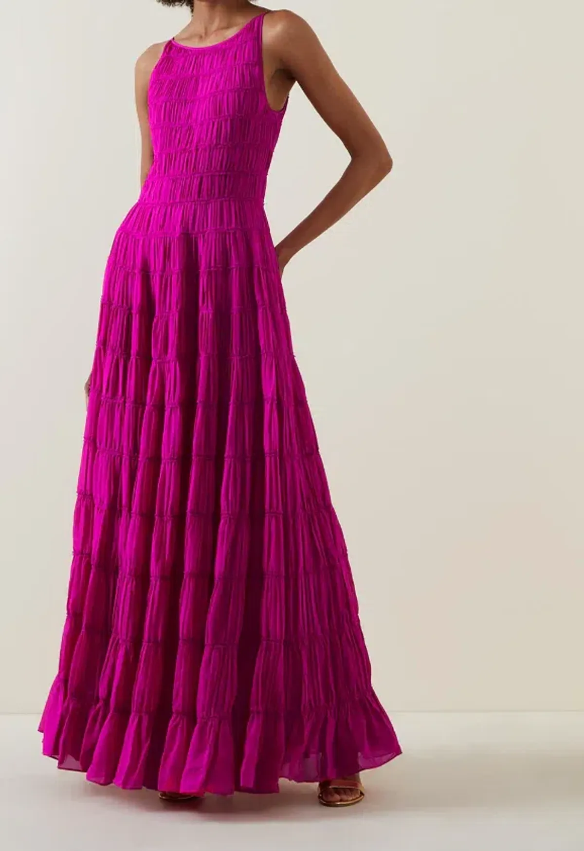Aje Rosewood Ruched Maxi Dress Magenta Size 14 - Image 3