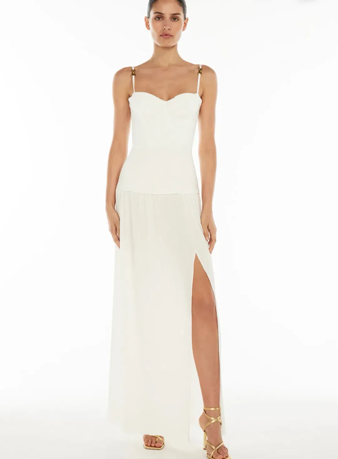 Manning Cartell Double Time Pleat Dress in White | Size S Small AU 8 for rent on The Volte - main image