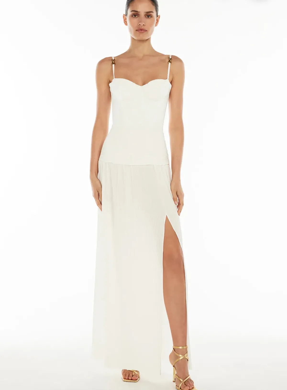 Manning Cartell Double Time Pleat Dress in White | Size S Small AU 8 - Image 7