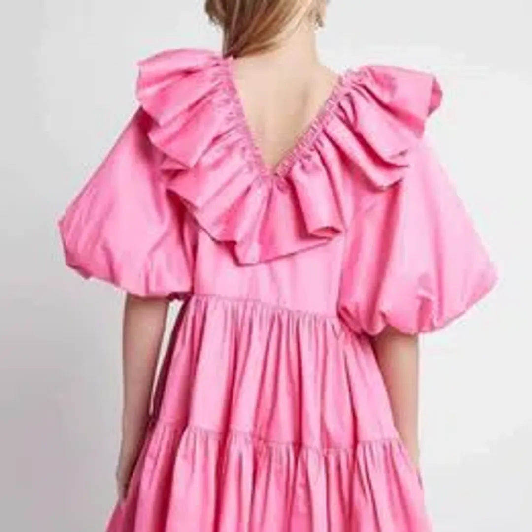 Aje Solstice Dress Ruffle Tiered Smock Dress Pink Size 6 for rent on The Volte - main image