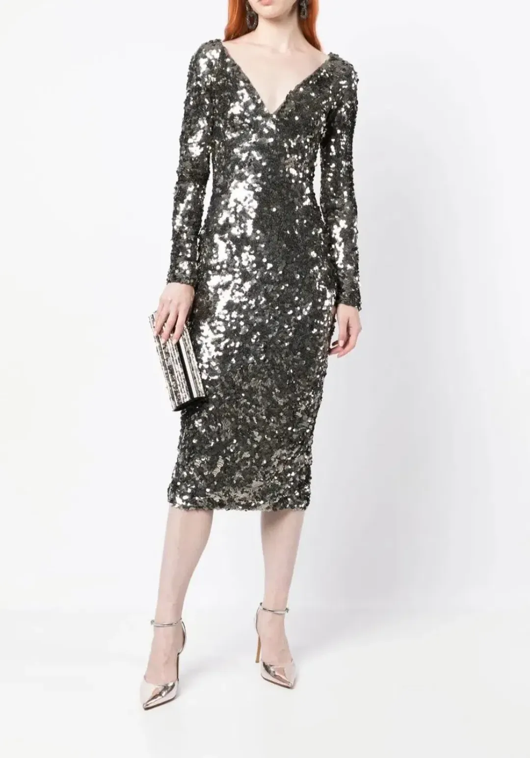 Rachel Gilbert Fleur Midi Dress Gunmetal Size 3 / AU 12 for rent on The Volte - main image
