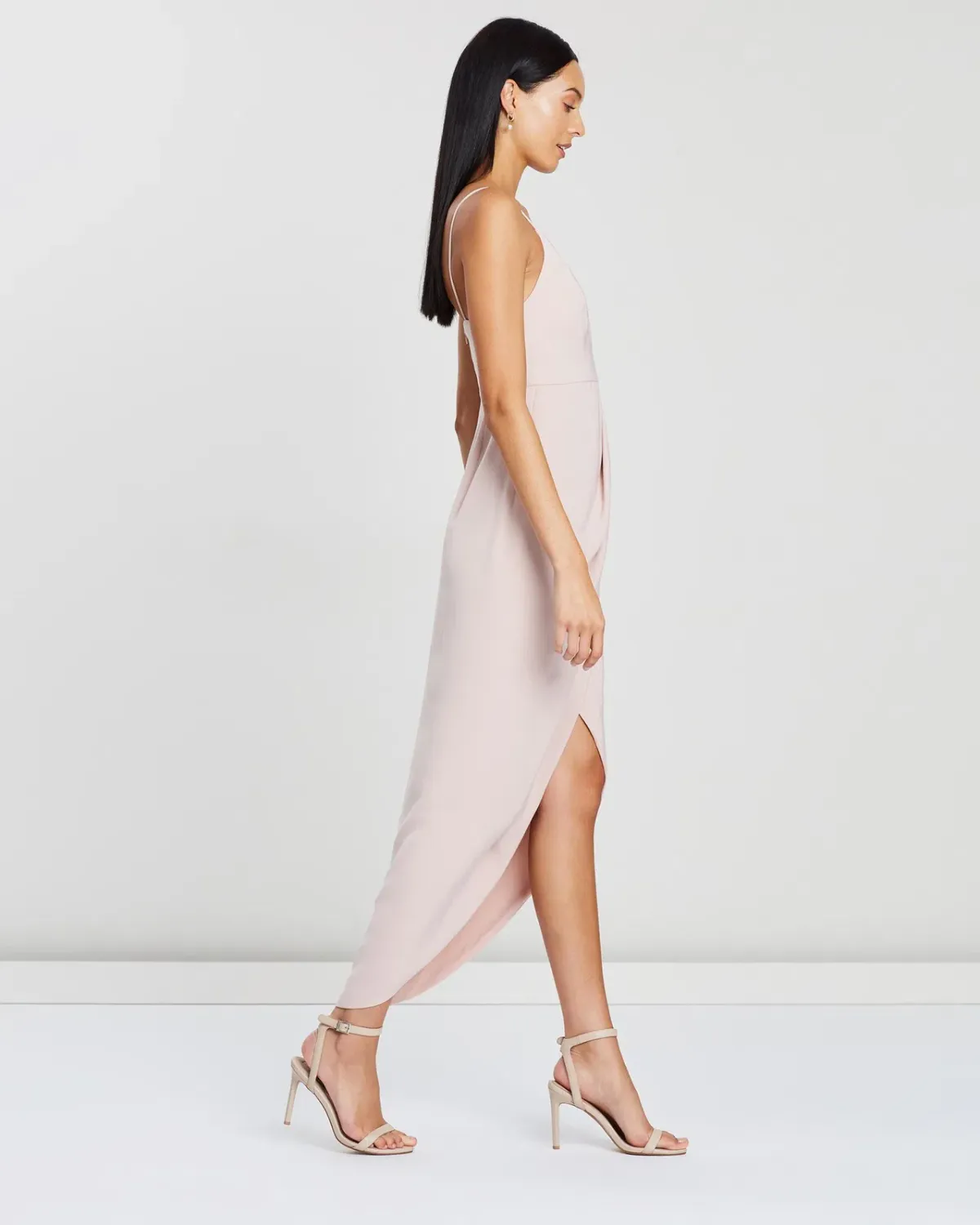 Shona Joy Core Cocktail Draped Midi Dress Ballet Pink Size 6 - Image 4